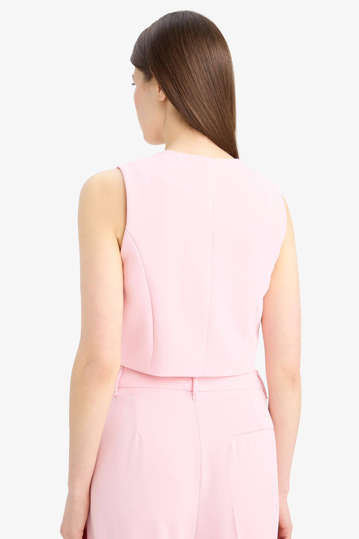 ұзын бұлшықет пішімі v жаға креп Жилет