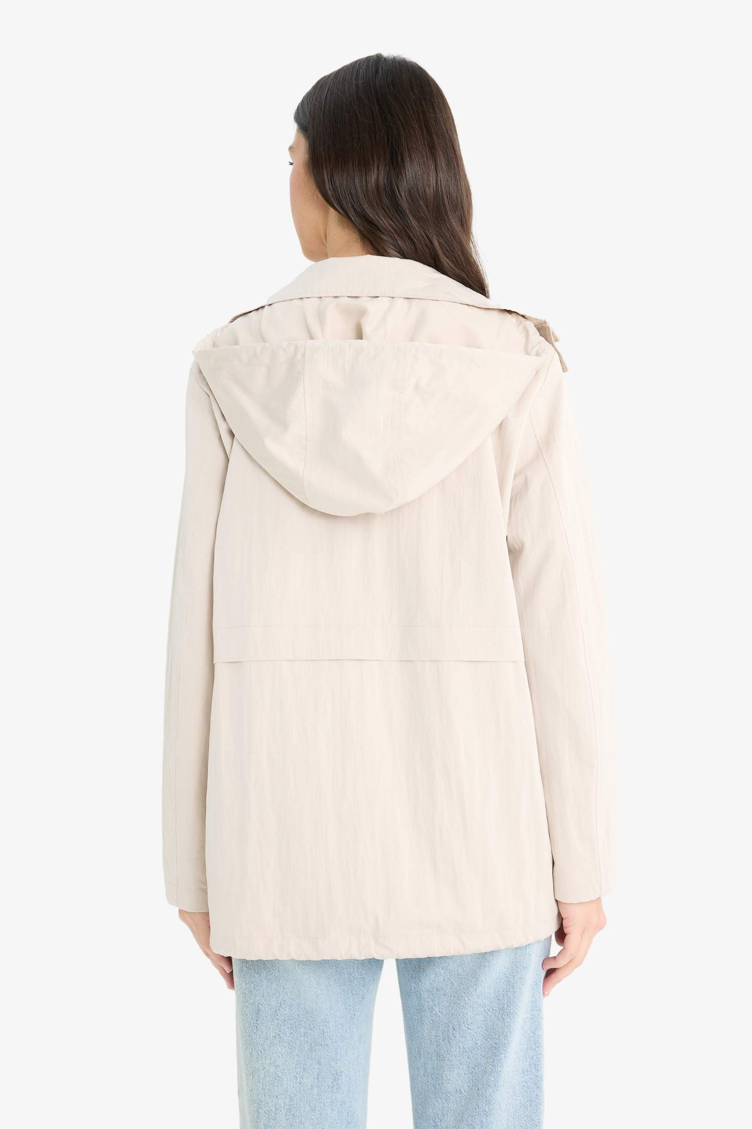 Su Geçirmez Regular Fit Kapüşonlu Fermuarlı Yağmurluk