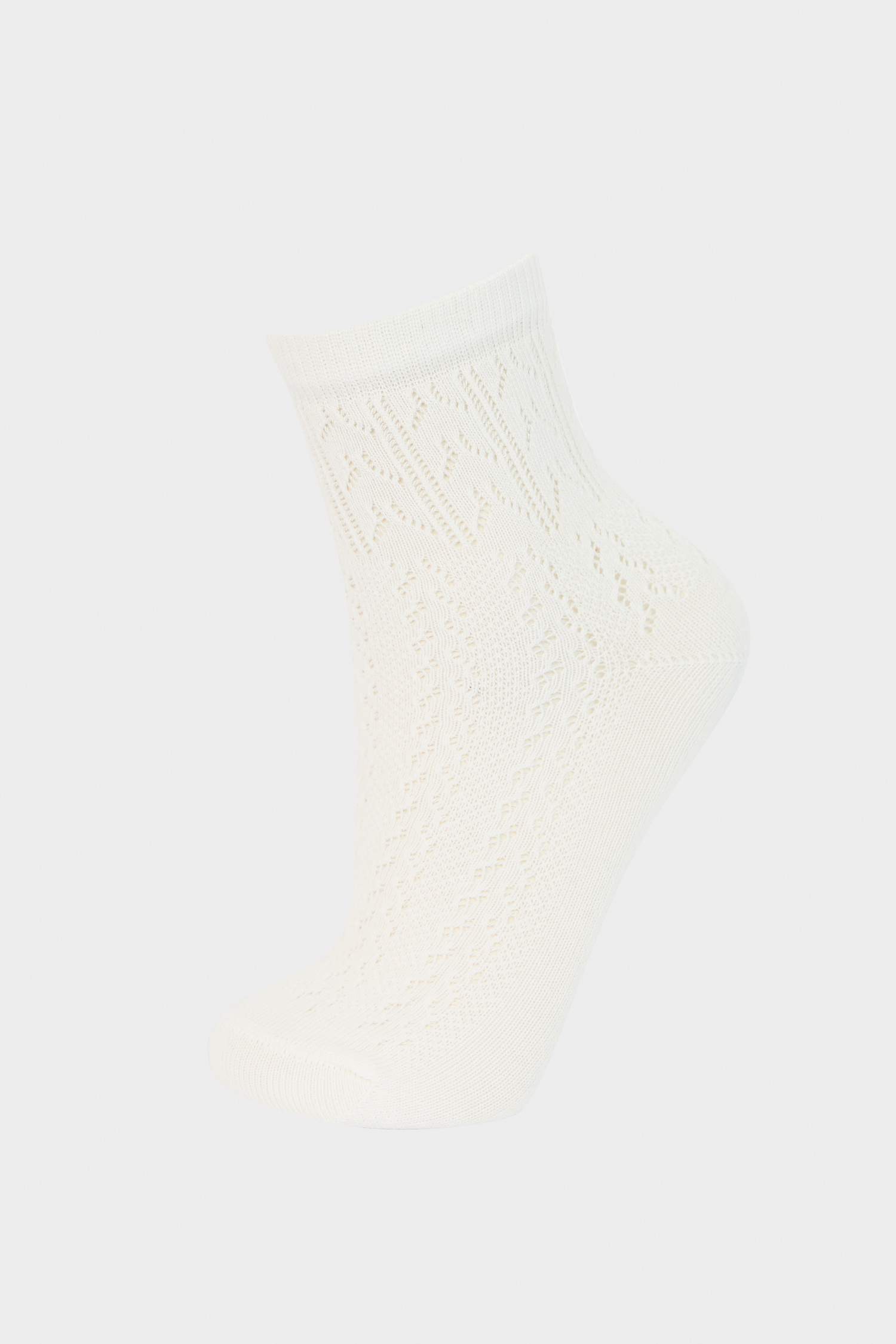 Kadın Dikişsiz Ajur 2'li Penye Pamuklu Premium Soket Çorap