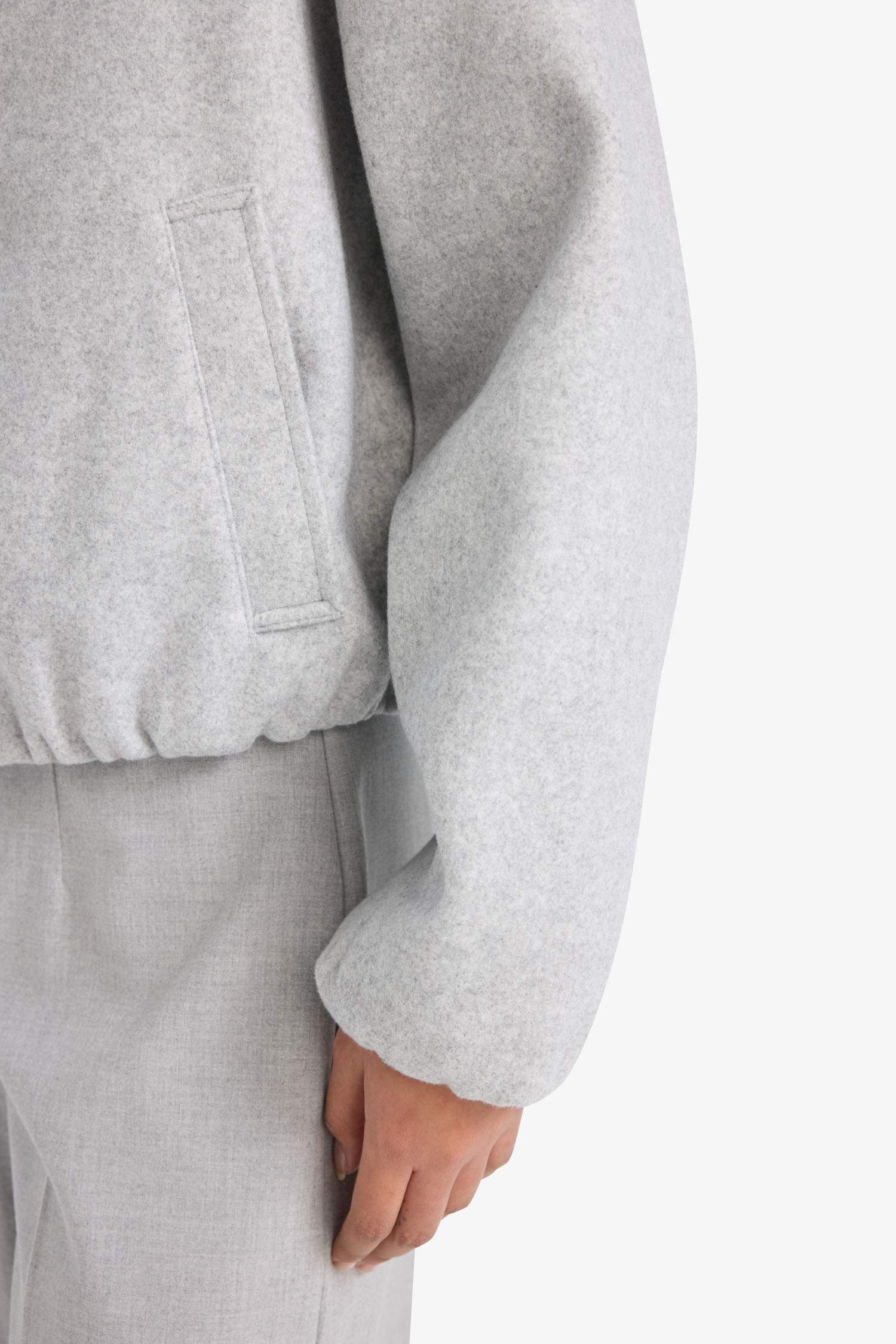 Regular Fit Hakim Yaka Fermuarlı Kaşe Bomber Mont