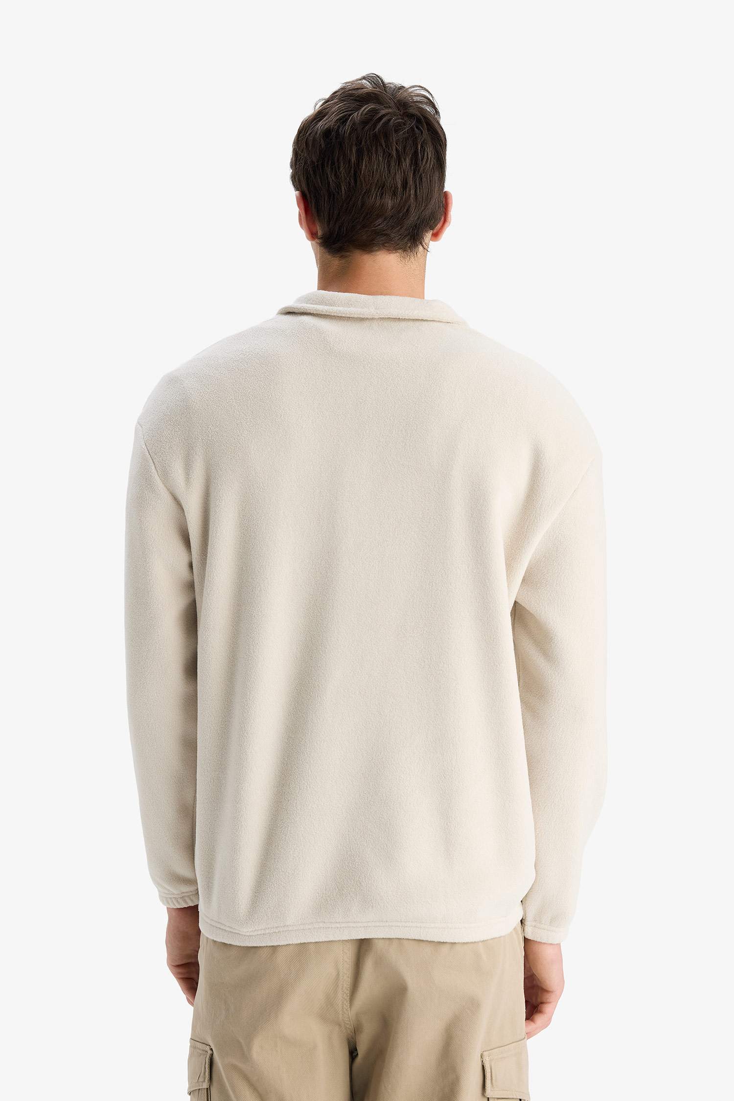 Boxy Fit Dik Yaka Yarım Fermuarlı Polar Sweatshirt