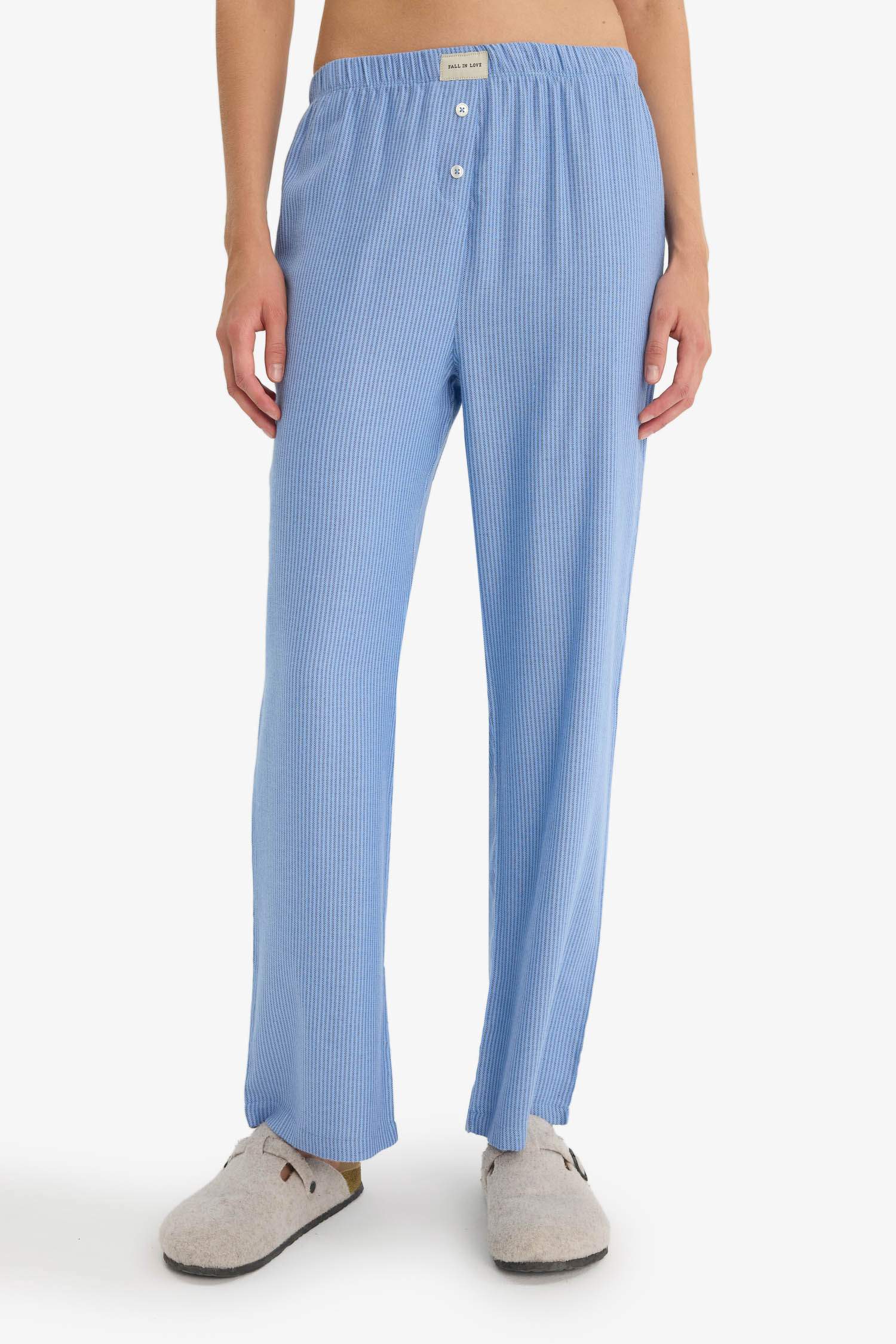 Regular Fit Uzun Boy Çizgili Pijama Altı-Fall in Love 