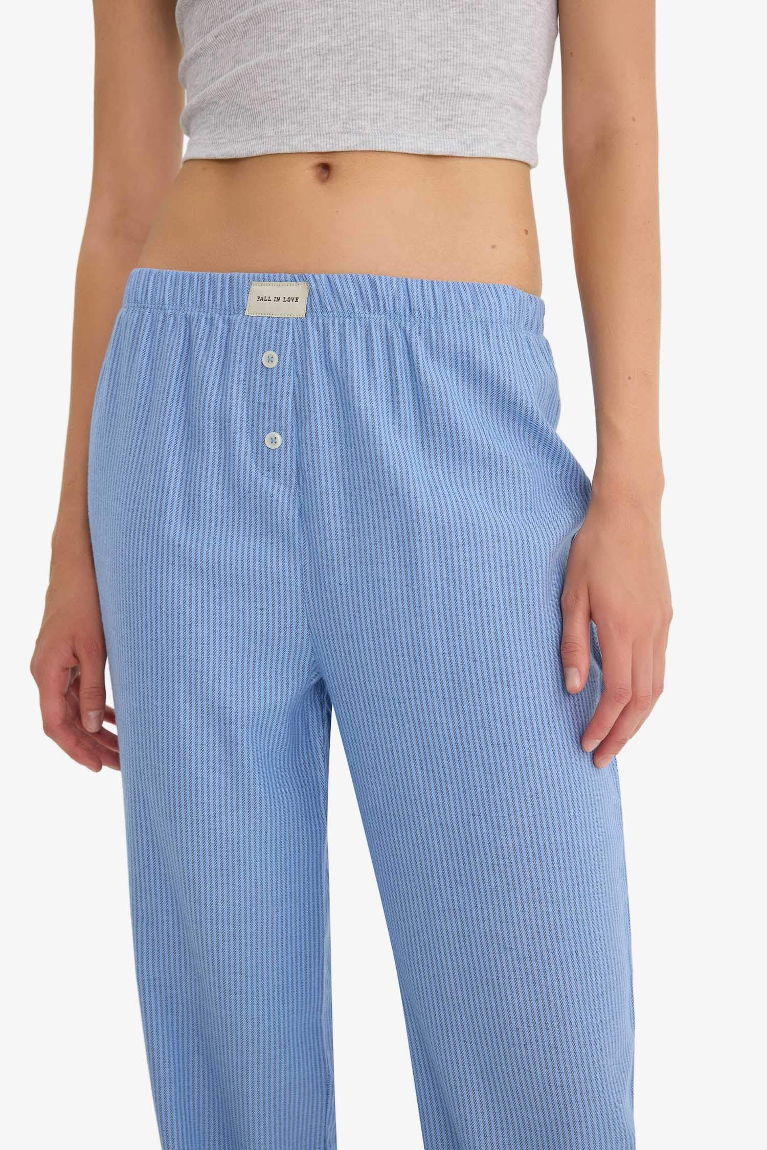 Regular Fit Uzun Boy Çizgili Pijama Altı-Fall in Love 