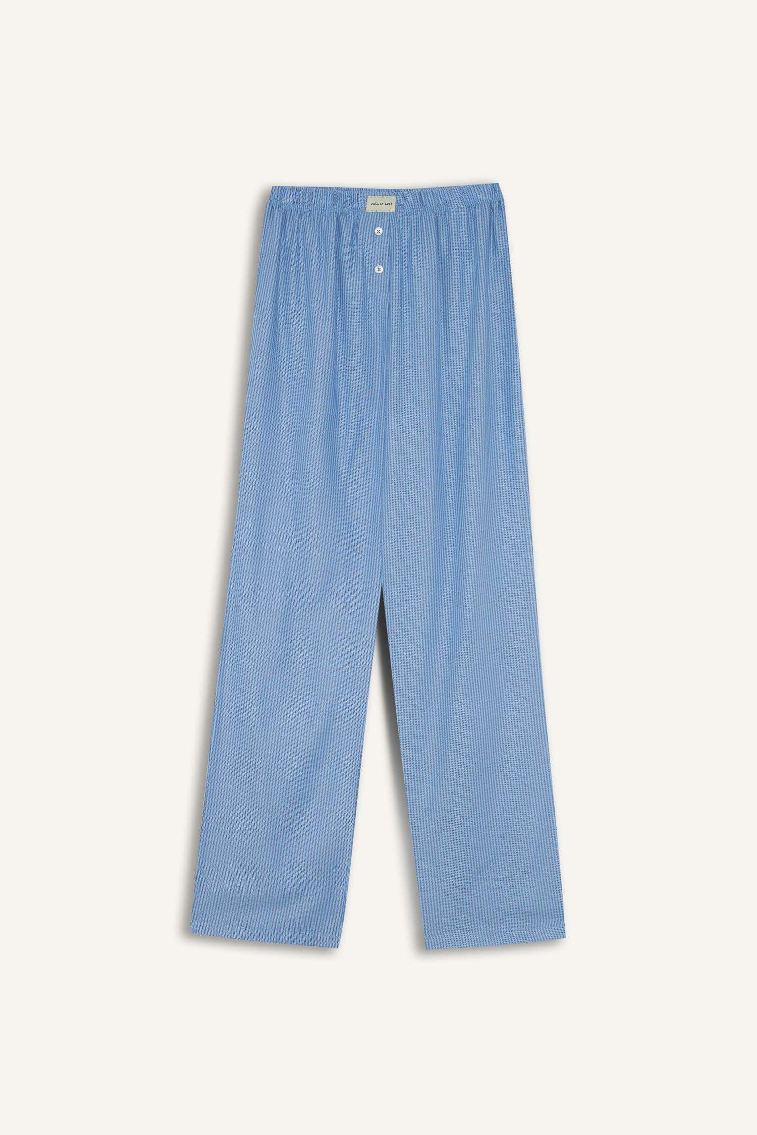 Regular Fit Uzun Boy Çizgili Pijama Altı-Fall in Love 