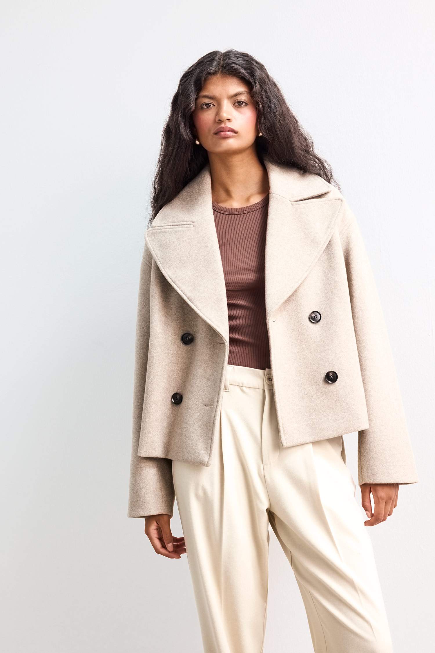 Regular Fit Düğmeli Kaşe Kaban