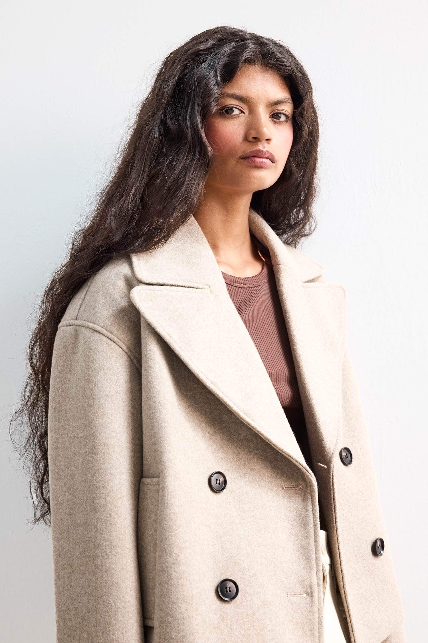 Regular Fit Düğmeli Kaşe Kaban