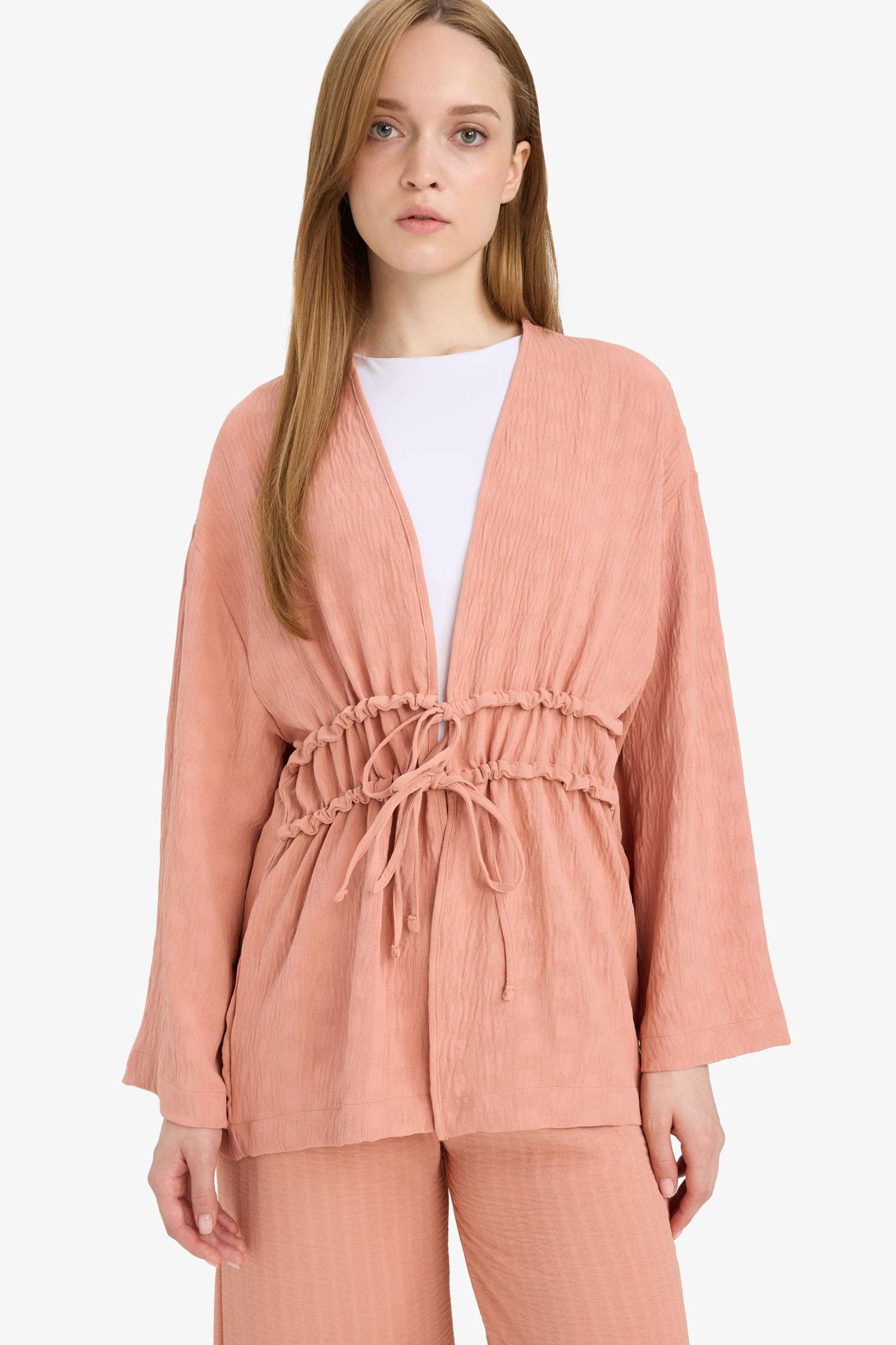 Relax Fit Twill Crew Neck Long Sleeve Tunic