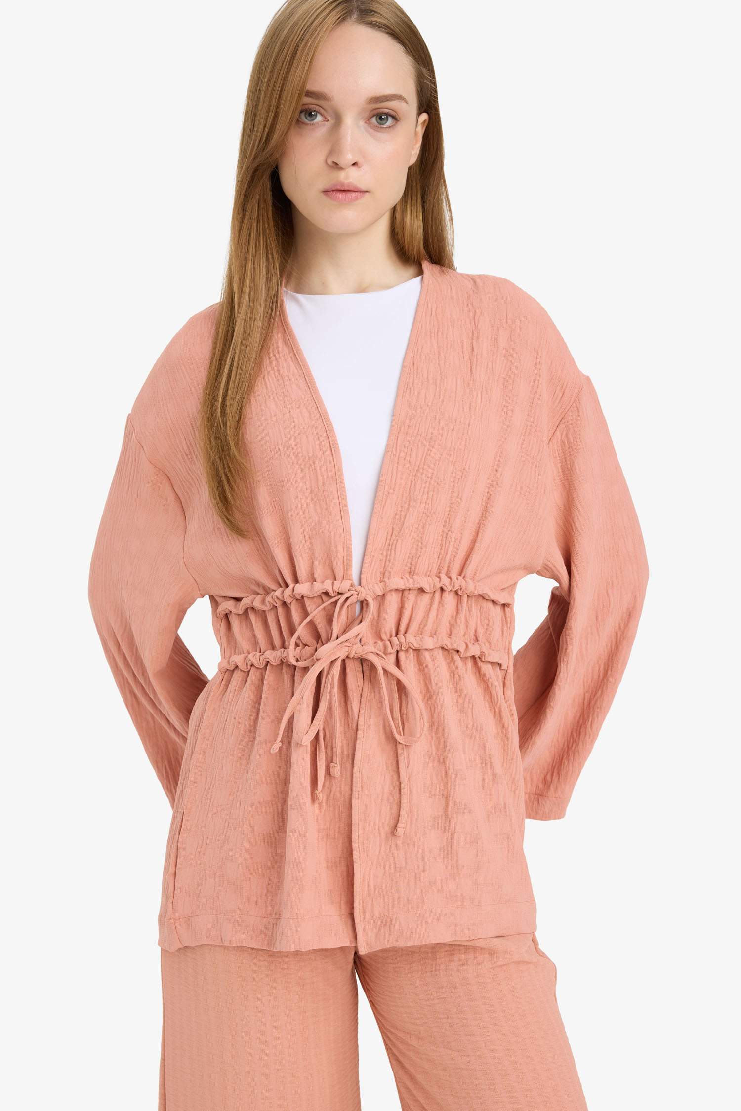 Relax Fit Twill Crew Neck Long Sleeve Tunic