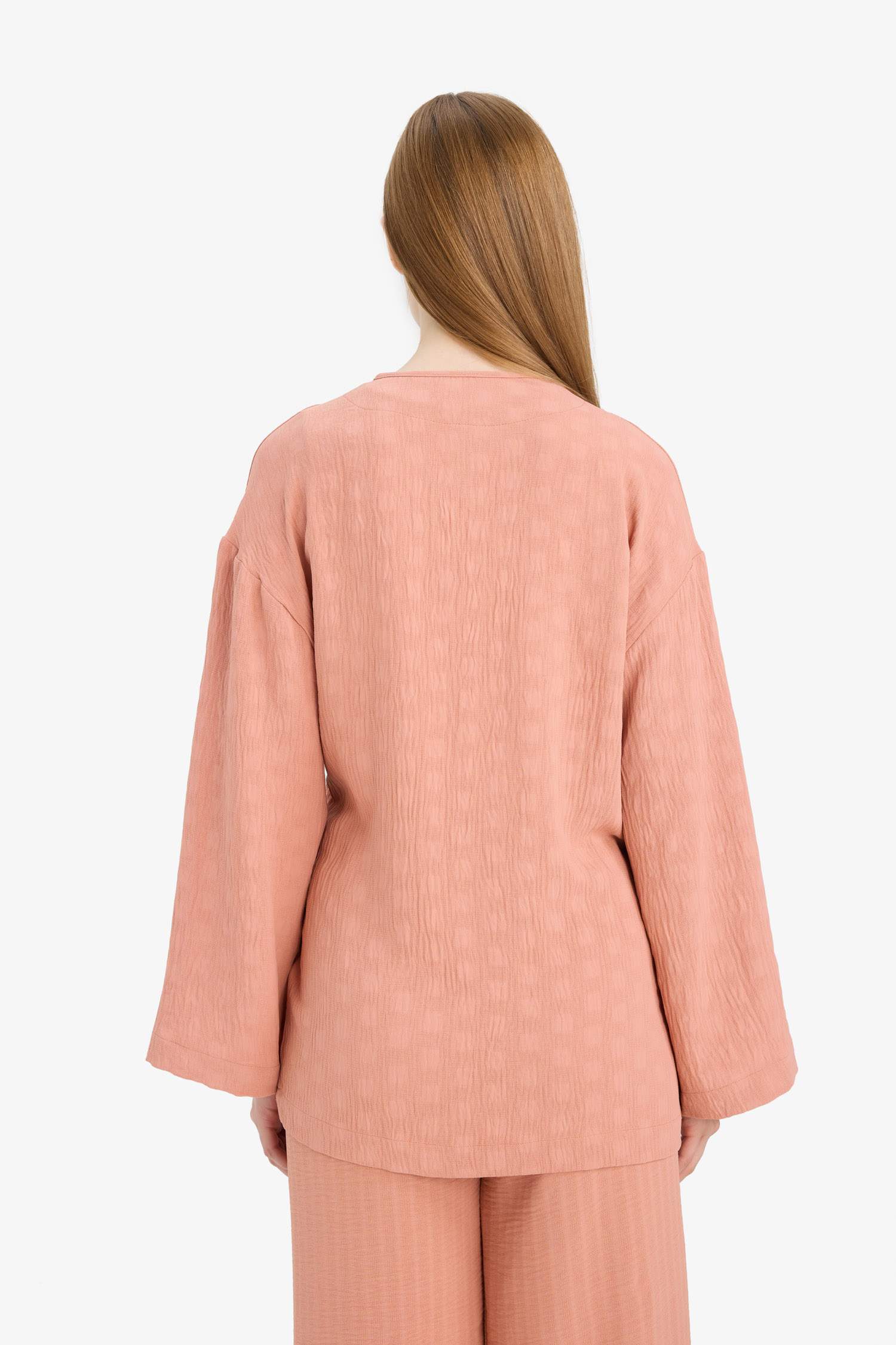 Relax Fit Twill Crew Neck Long Sleeve Tunic