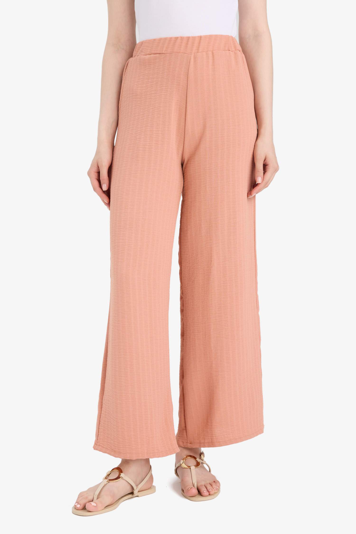 Jacquard Pocket Detail Wide Leg Trousers
