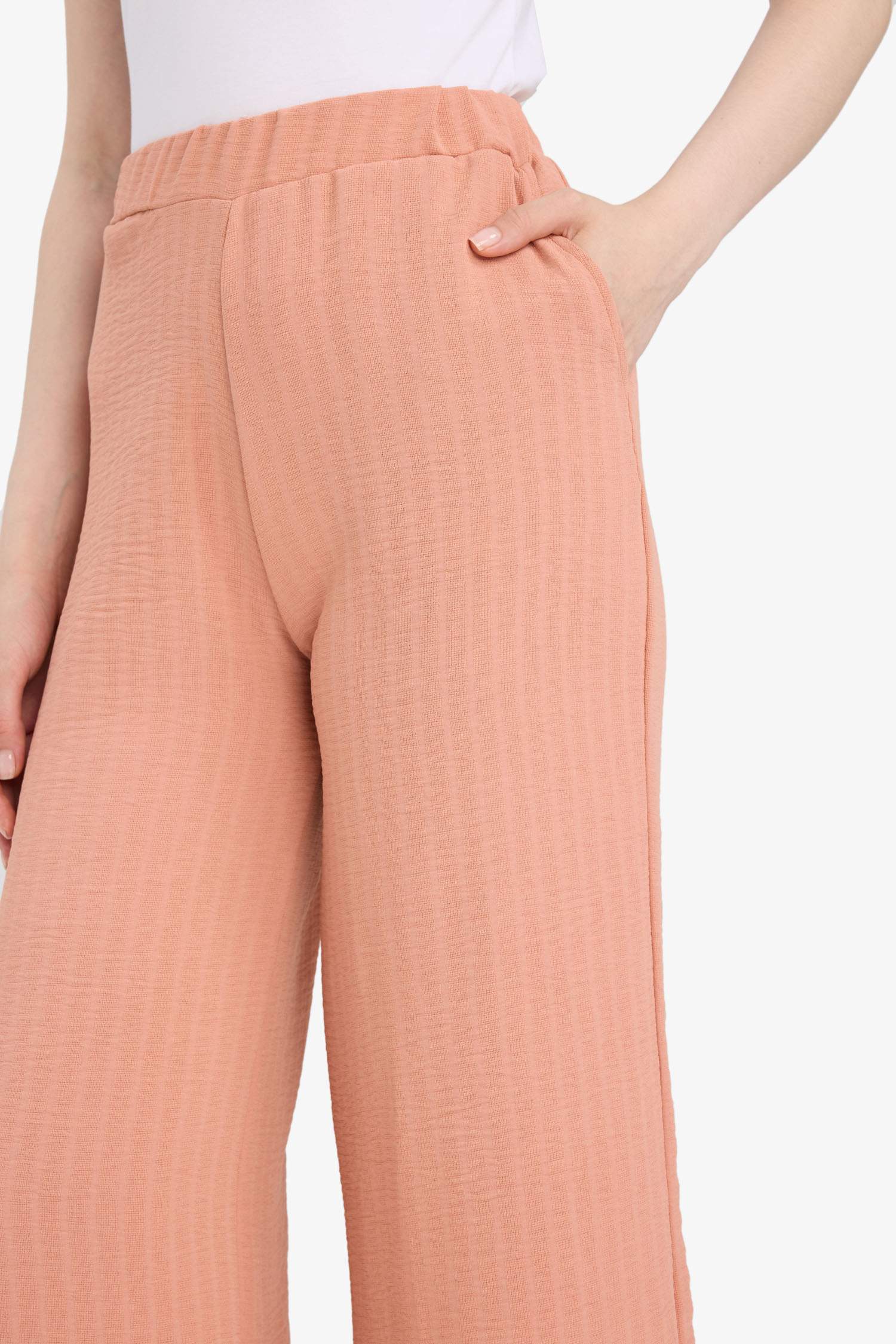 Jacquard Pocket Detail Wide Leg Trousers