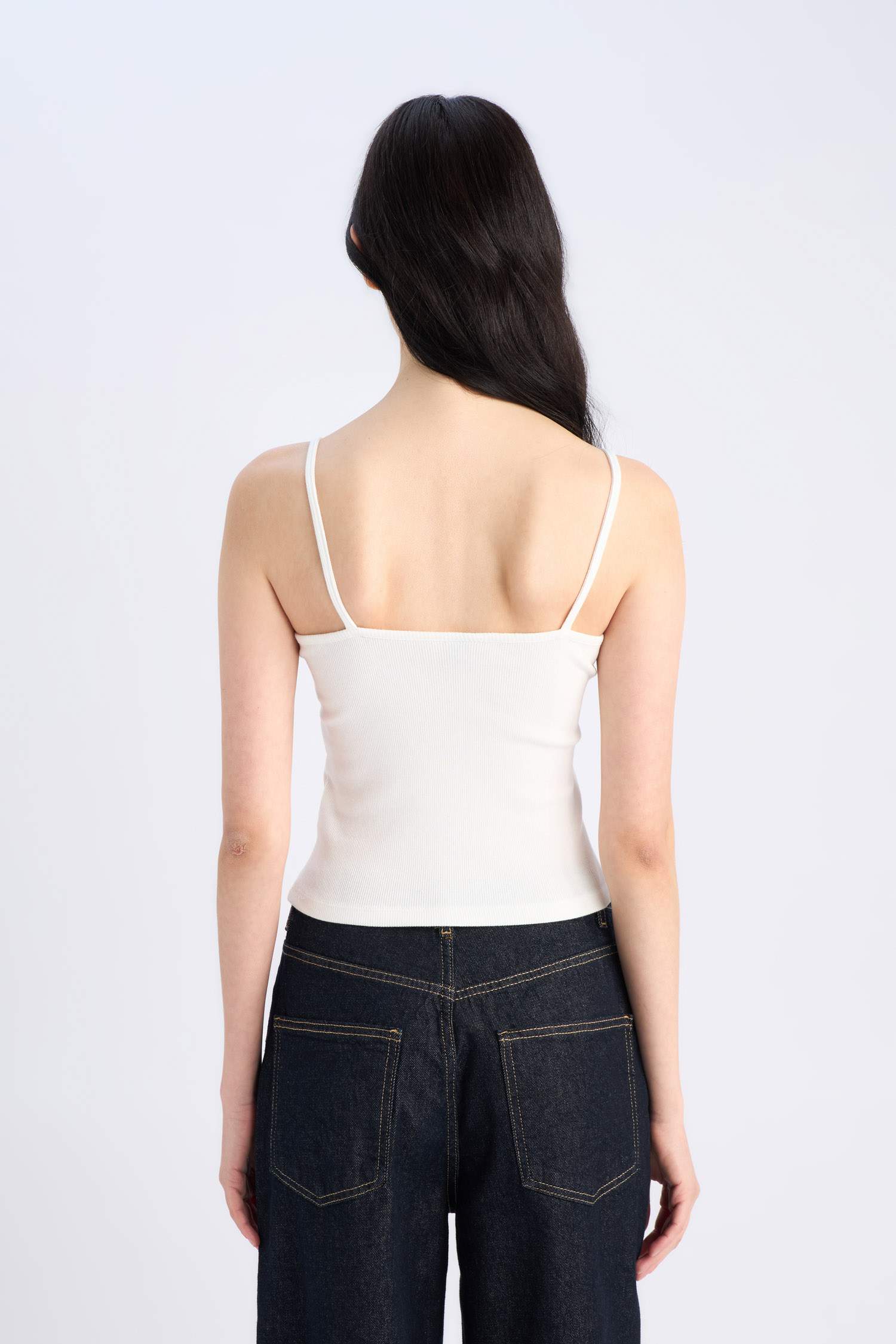 Slim Fit Dar Kesim V Yaka Fitilli Kaşkorse Atlet