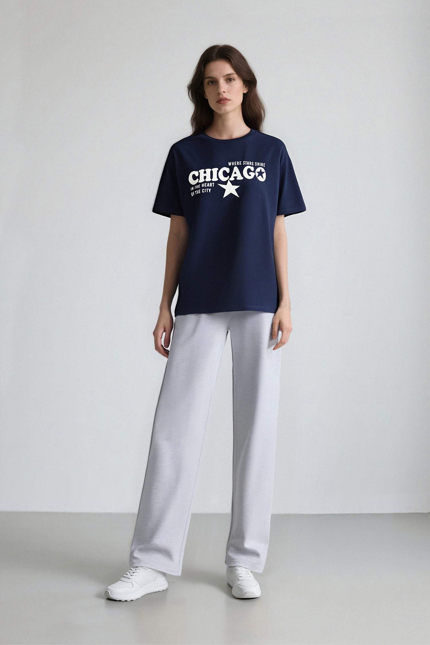 Oversize Fit Crew Neck Printed Short Sleeve T-Shirt