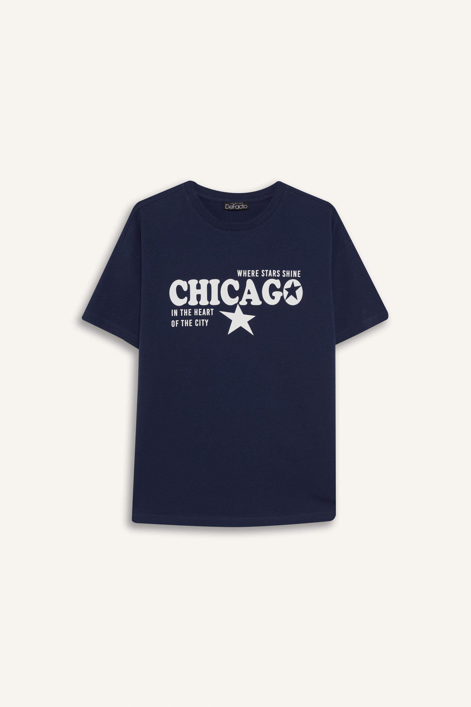 Oversize Fit Crew Neck Printed Short Sleeve T-Shirt