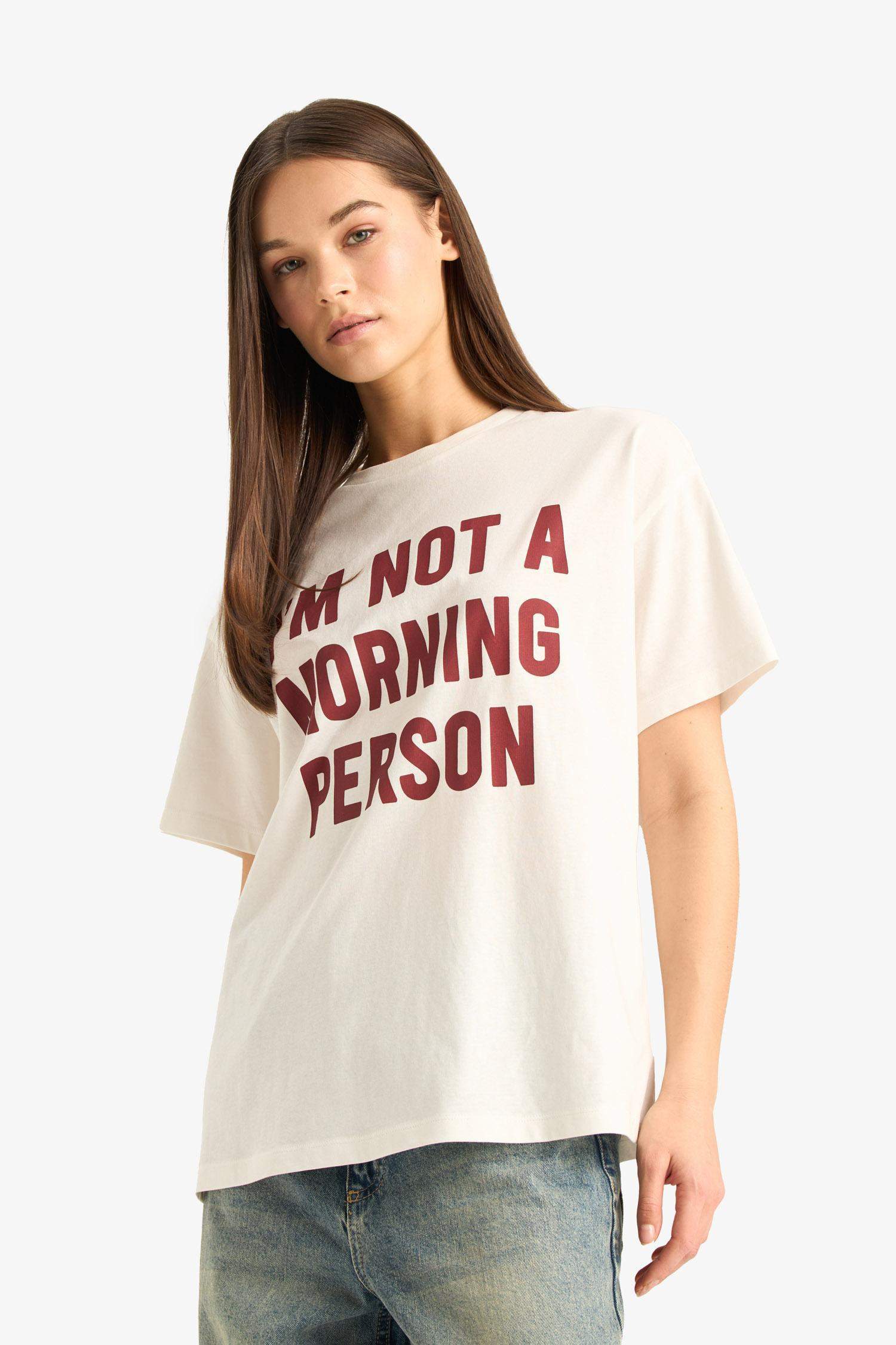 T-shirt oversize imprimé à col rond et manches courtes