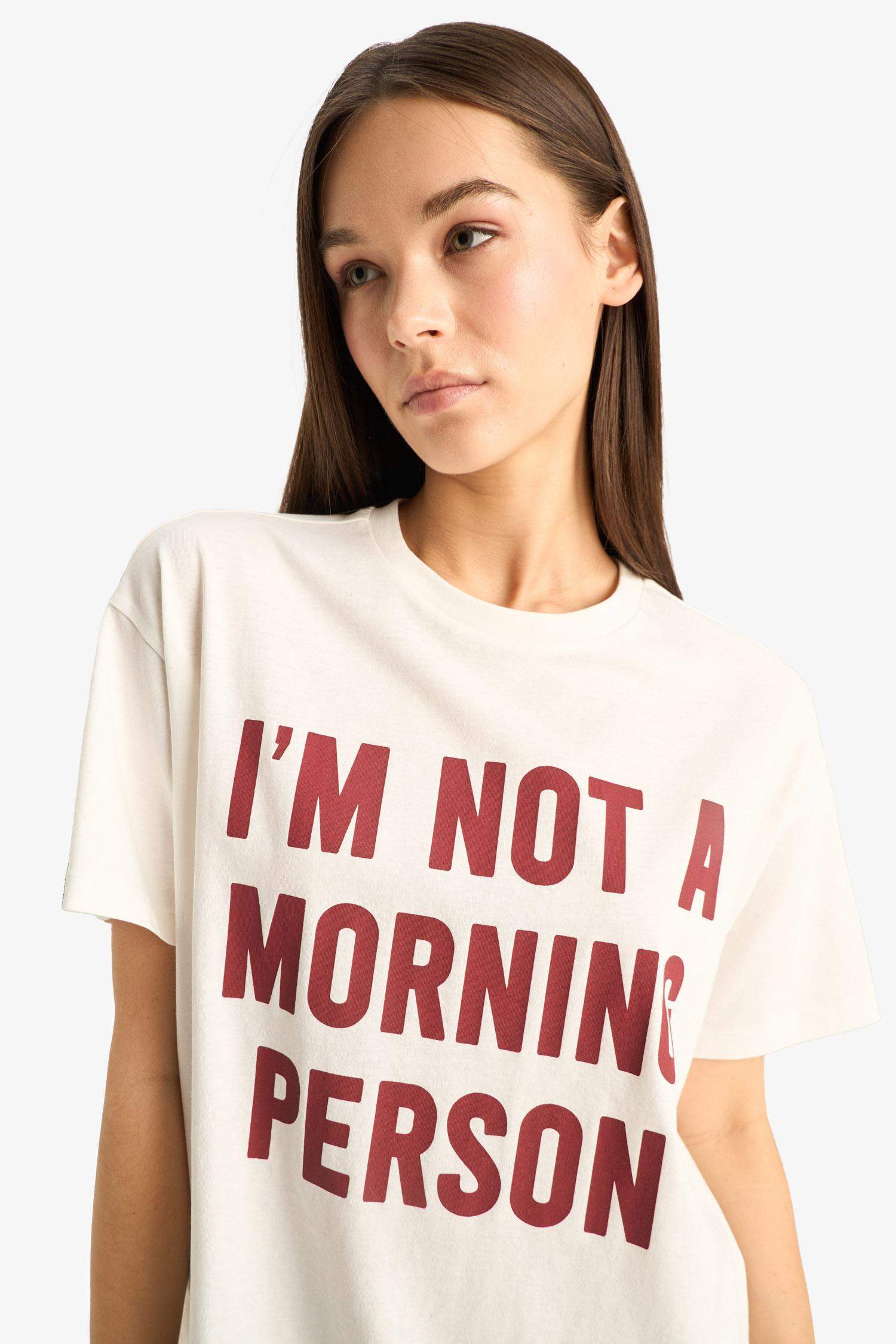 T-shirt oversize imprimé à col rond et manches courtes