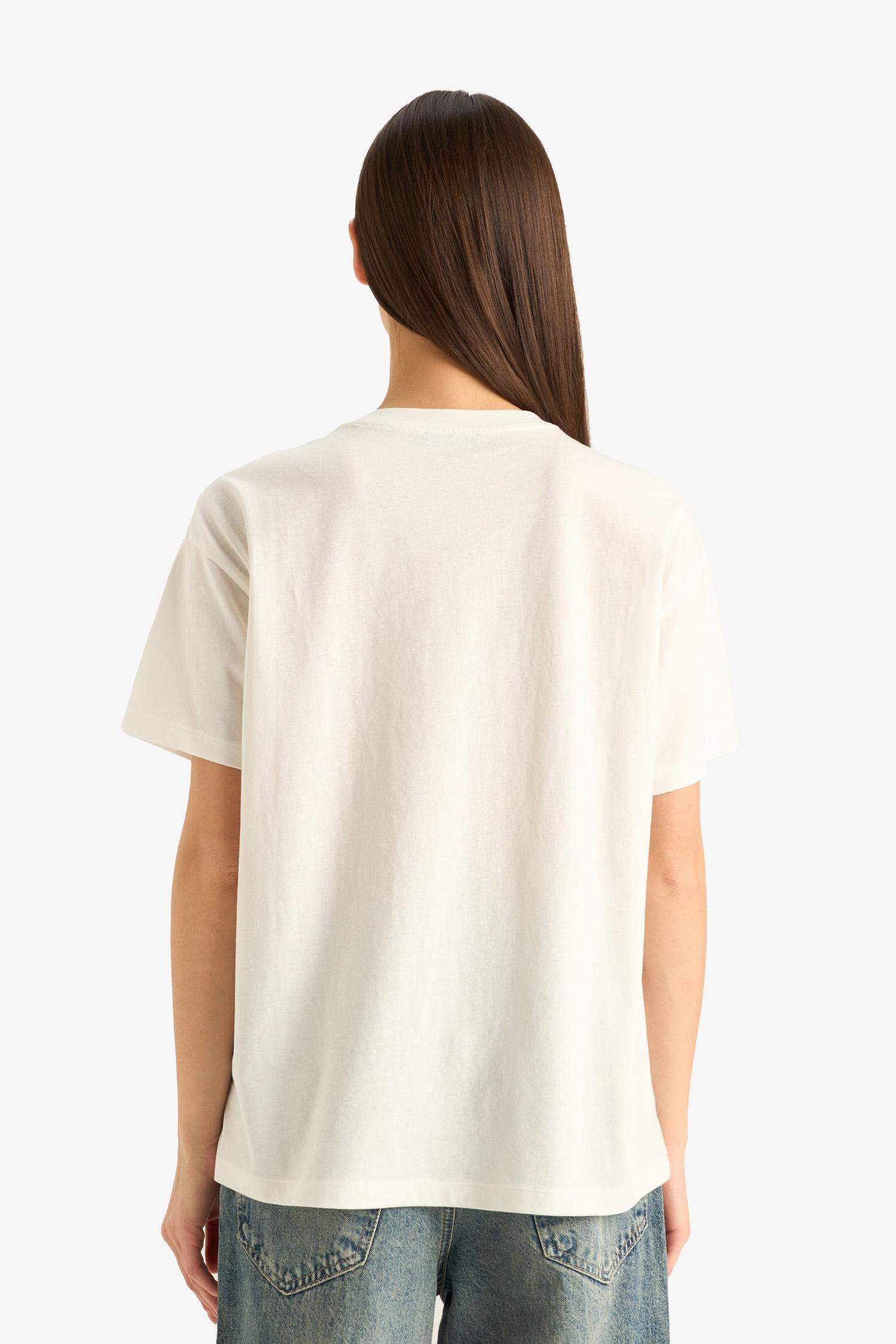 T-shirt oversize imprimé à col rond et manches courtes