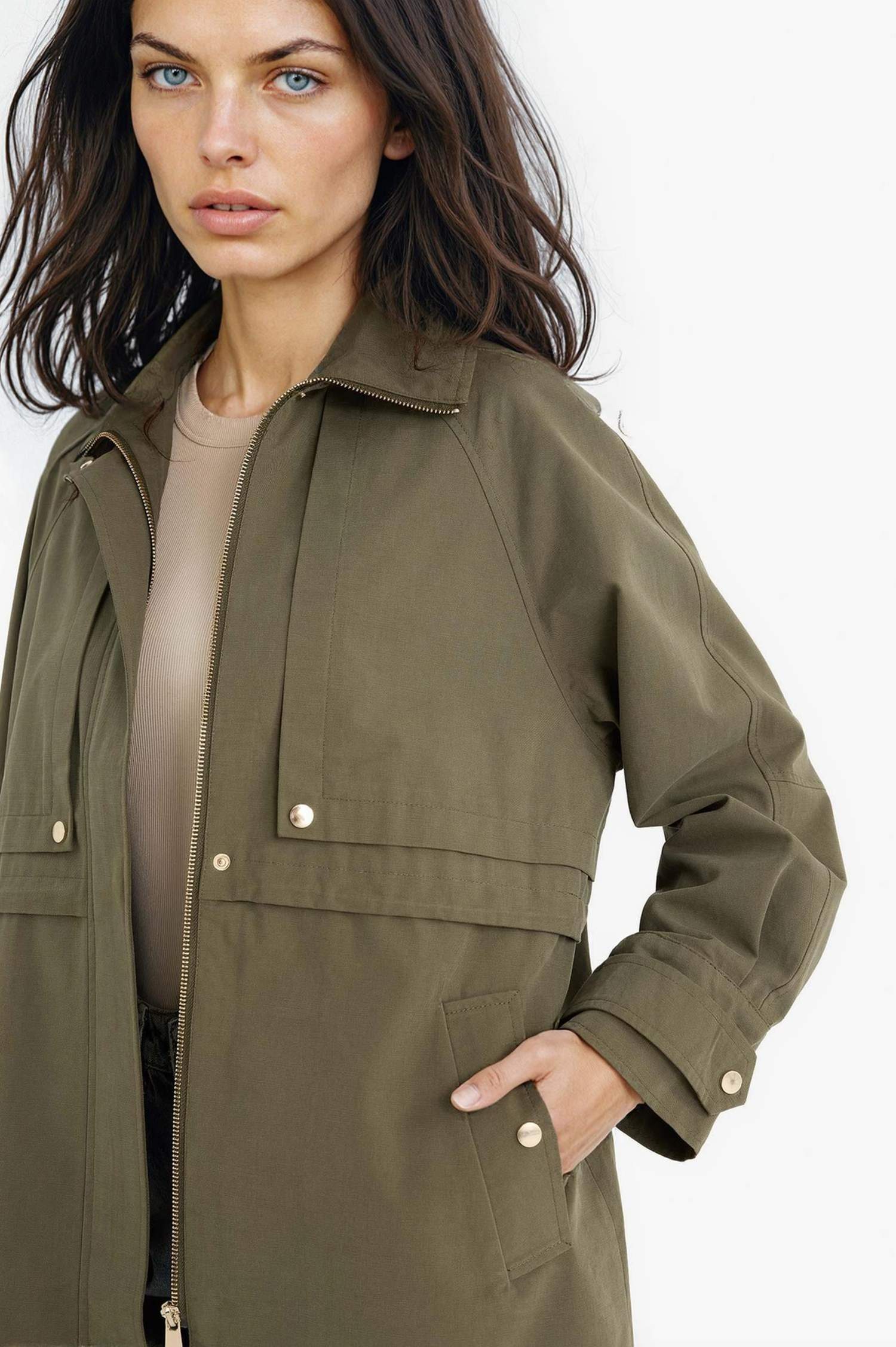 Su Geçirmez Regular Fıt Pamuklu Mont