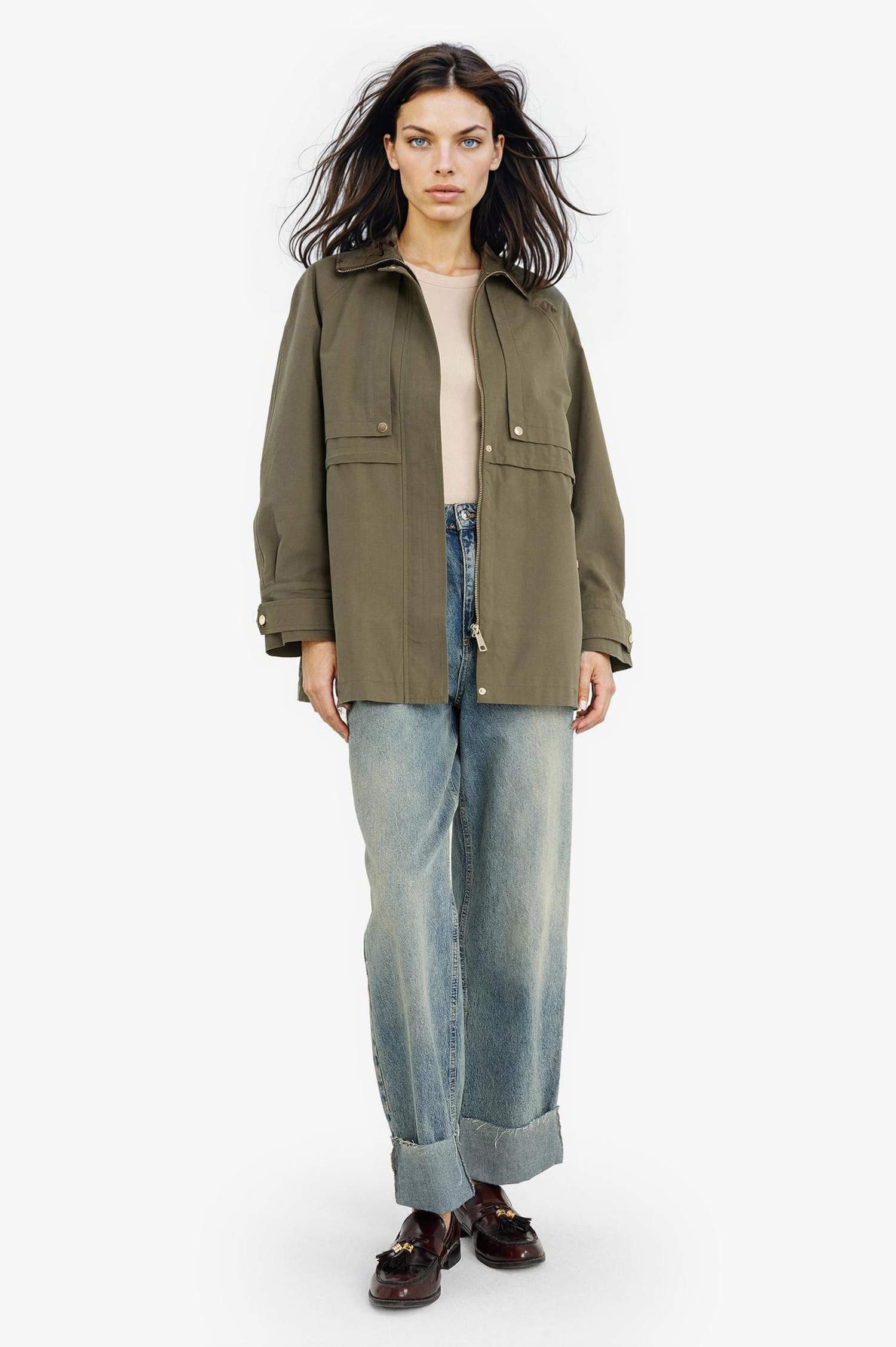 Su Geçirmez Regular Fıt Pamuklu Mont