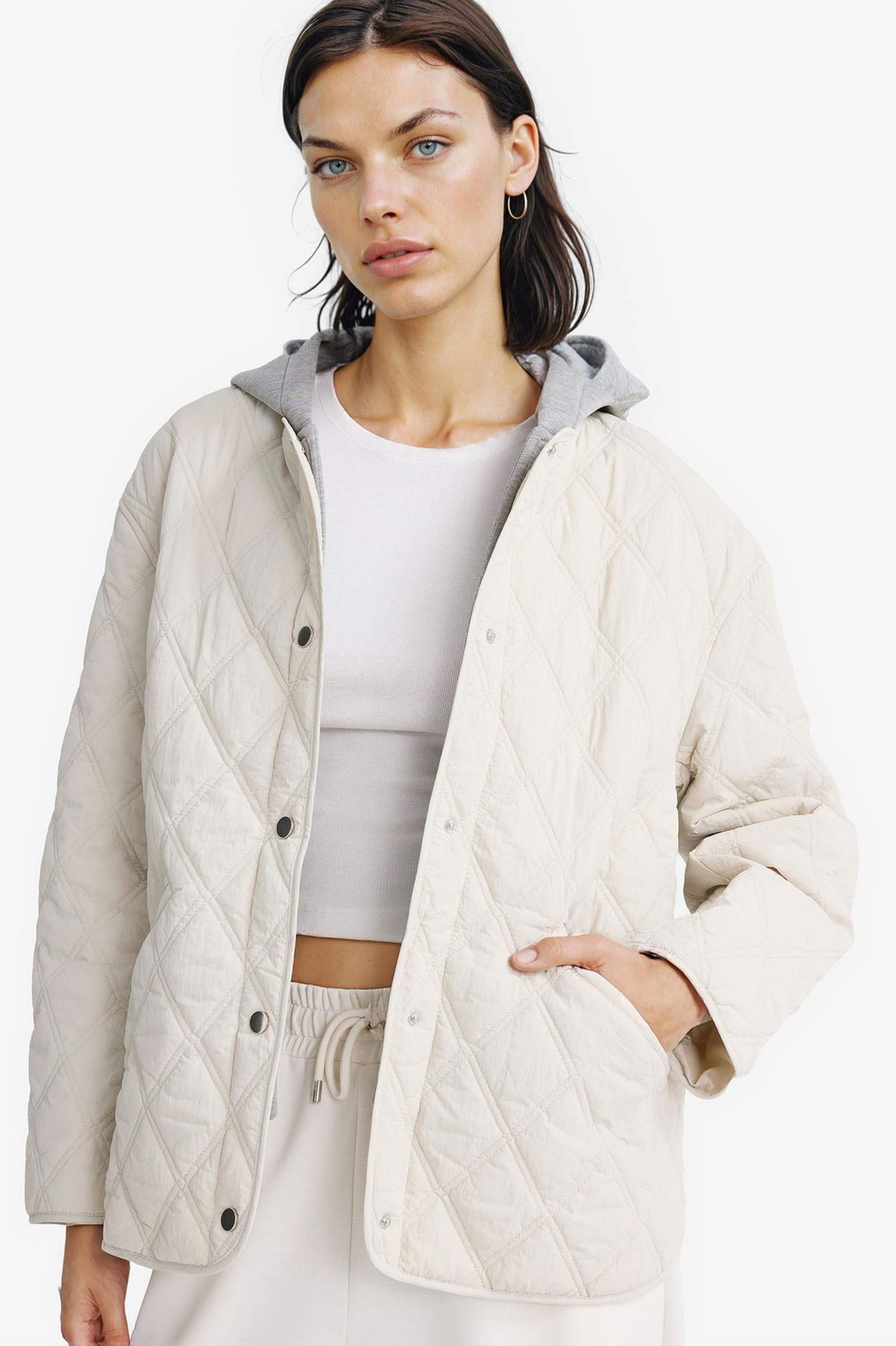 Su Geçirmez Çift Taraflı Regular Fit Kapitoneli Çıtçıtlı Mont