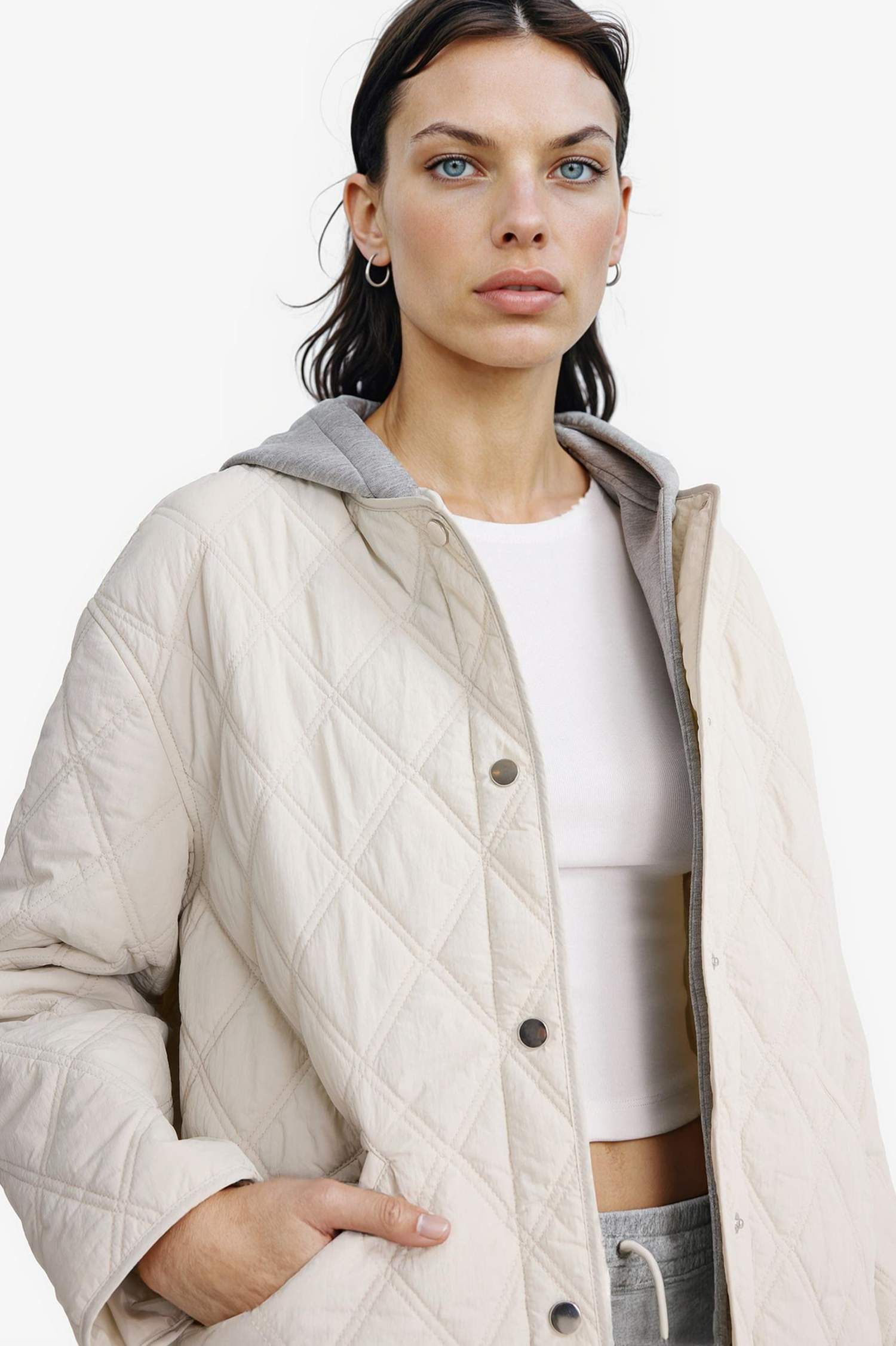 Su Geçirmez Çift Taraflı Regular Fit Kapitoneli Çıtçıtlı Mont