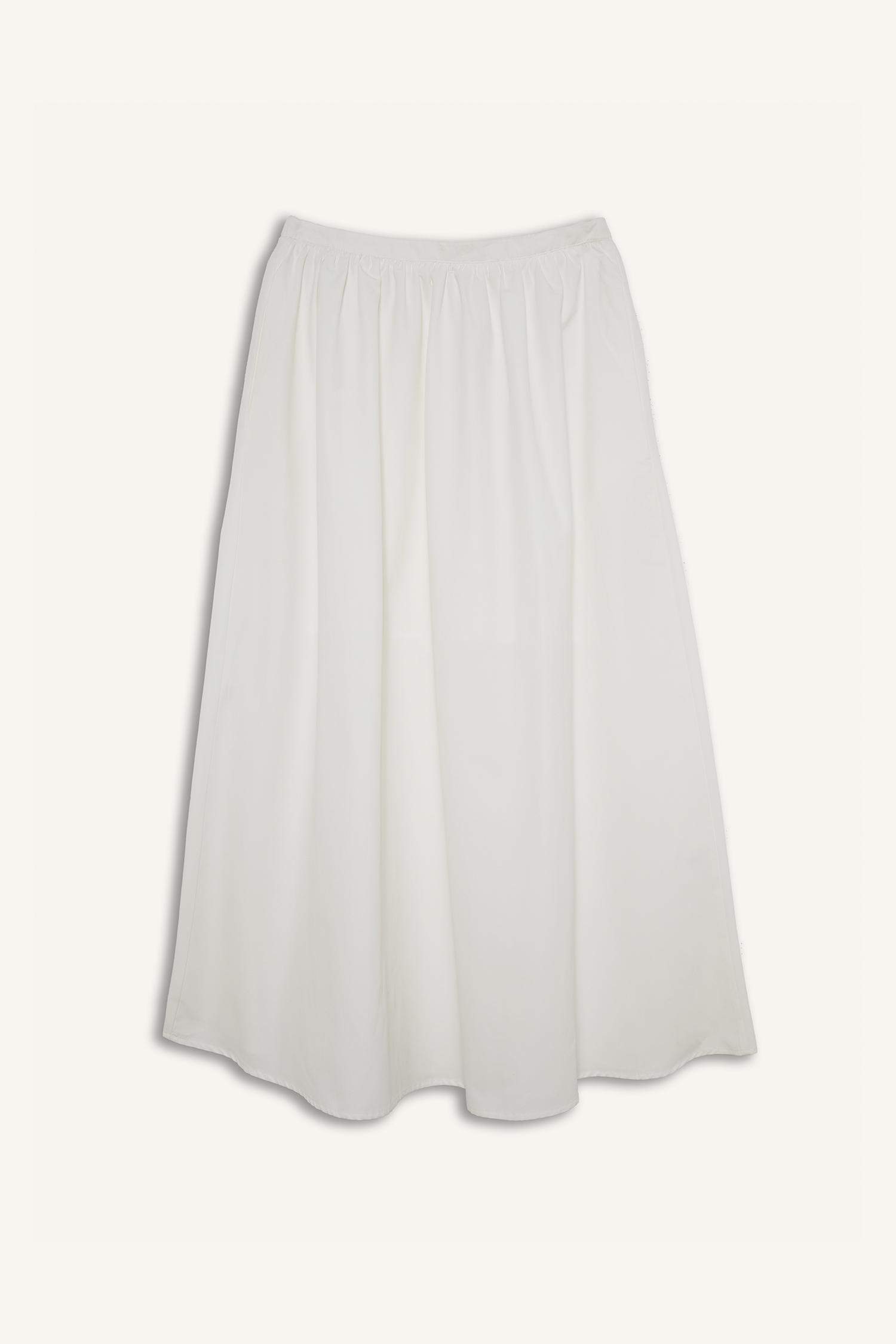 A Kesim Normal Bel Yarım Astar Poplin Midi Etek