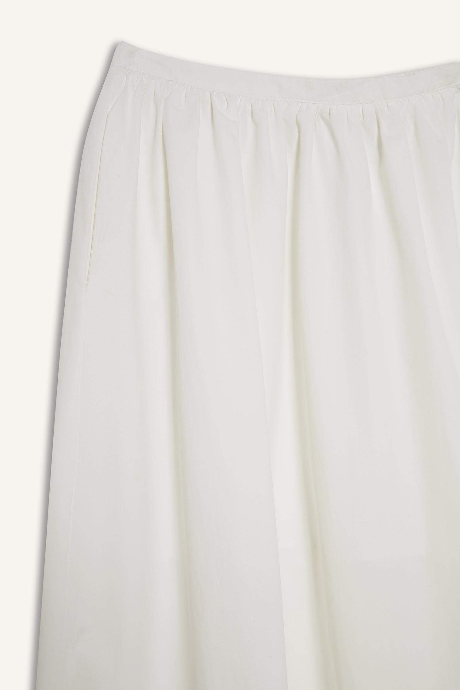 A Kesim Normal Bel Yarım Astar Poplin Midi Etek