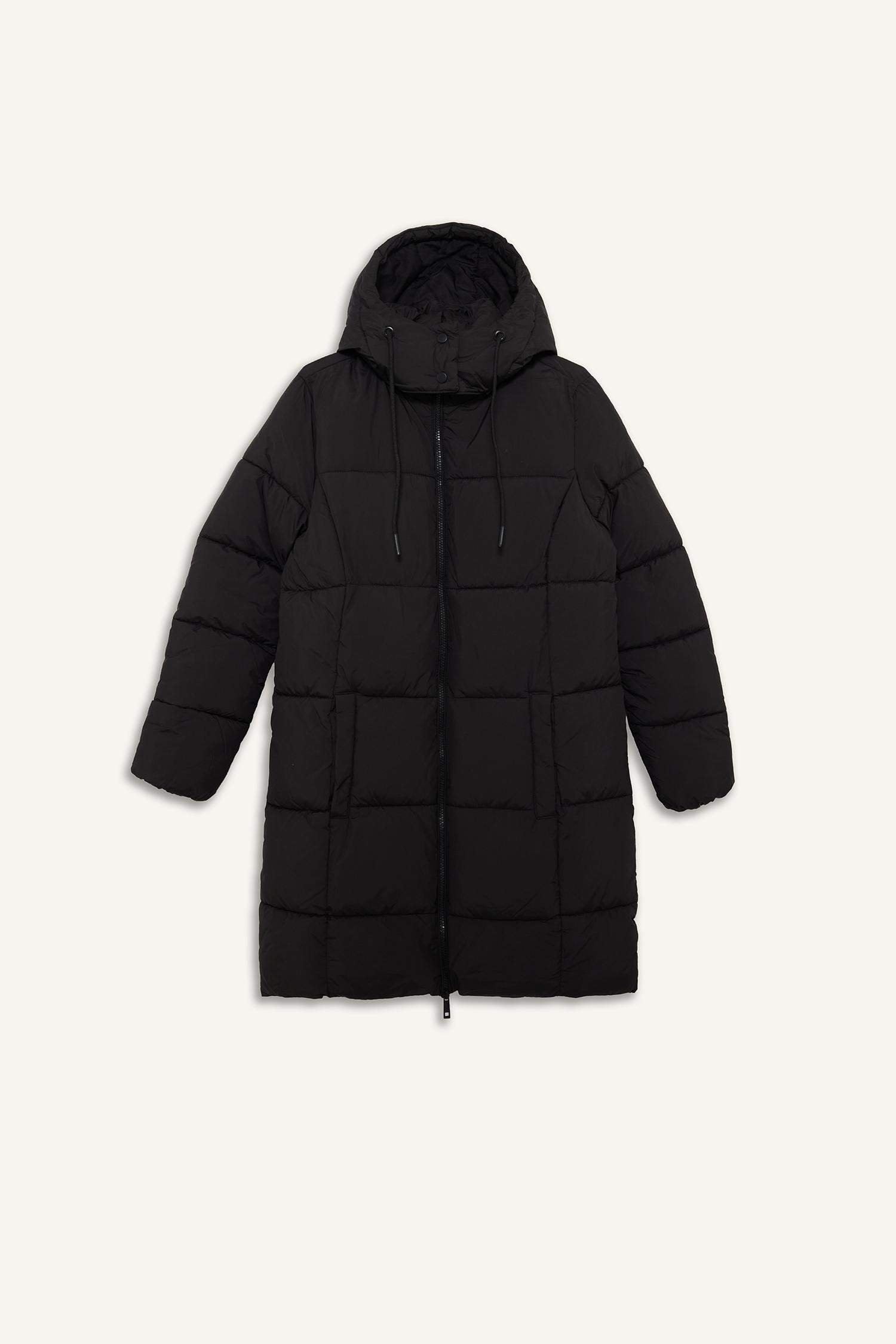 جاكيت طويل قصة عادية بغطاء للرأس مقاوم للماء