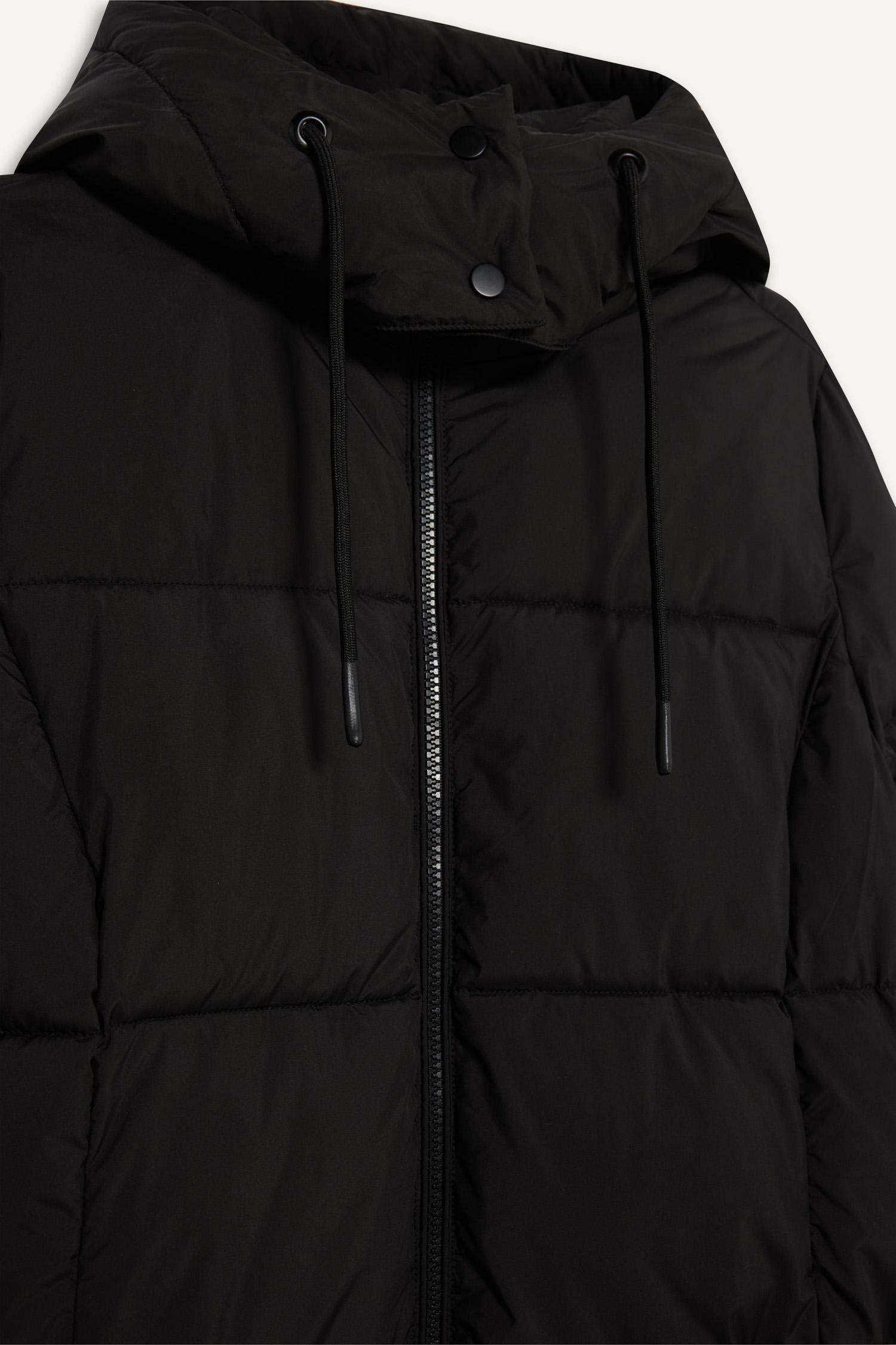 جاكيت طويل قصة عادية بغطاء للرأس مقاوم للماء