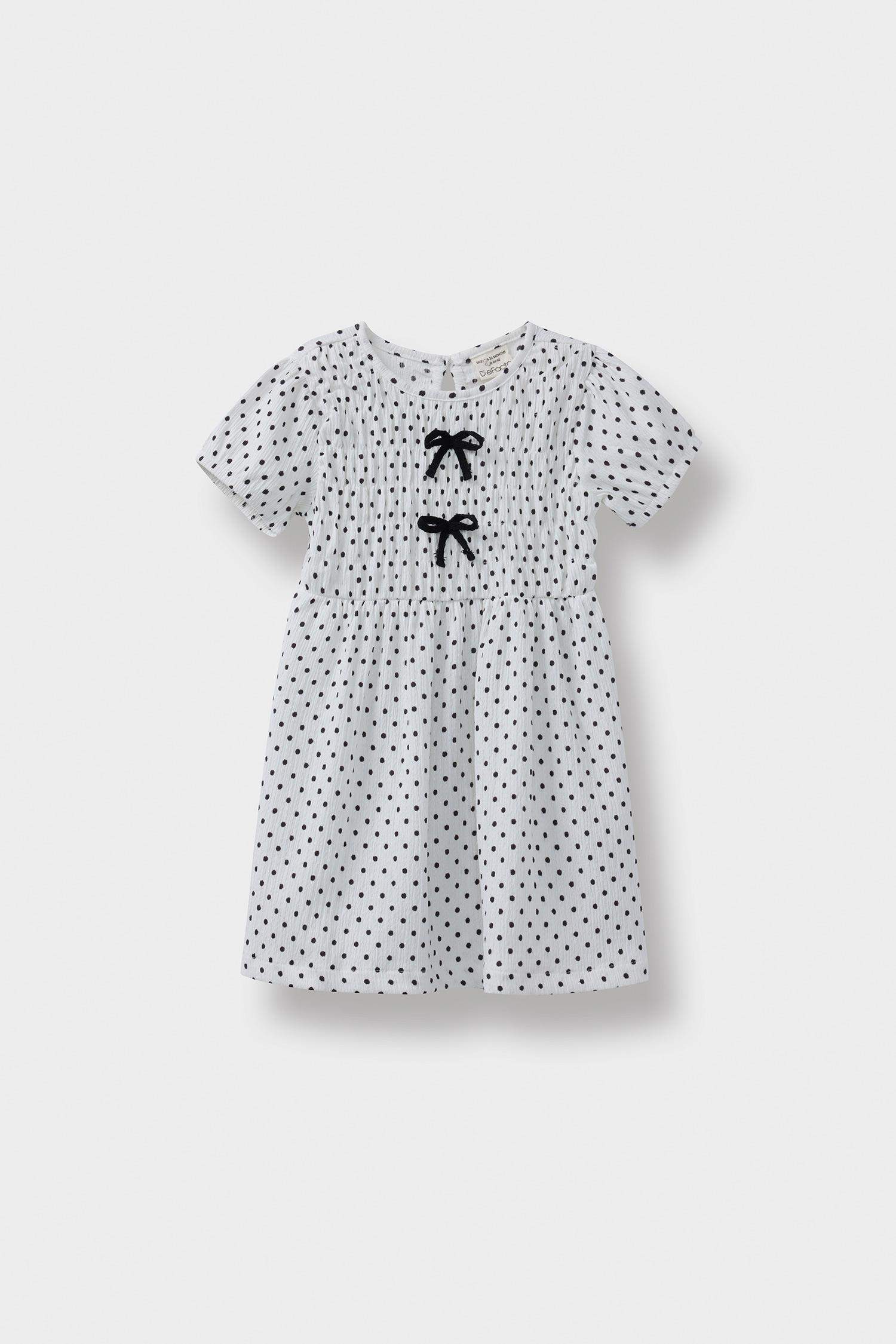 Kız Bebek Puantiyeli Kısa Kollu Yazlık Elbise