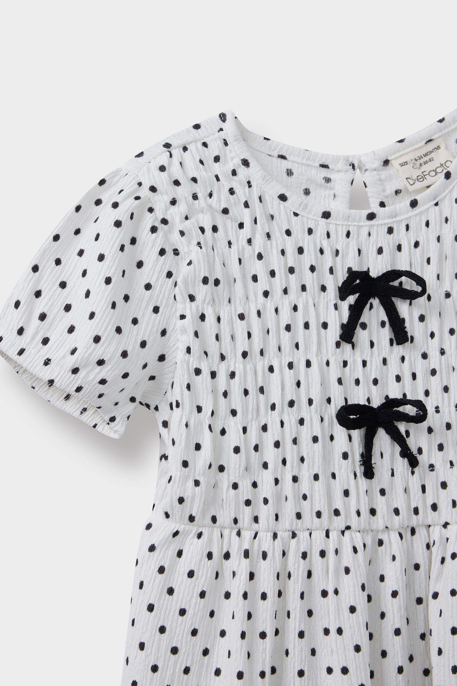 Kız Bebek Puantiyeli Kısa Kollu Yazlık Elbise