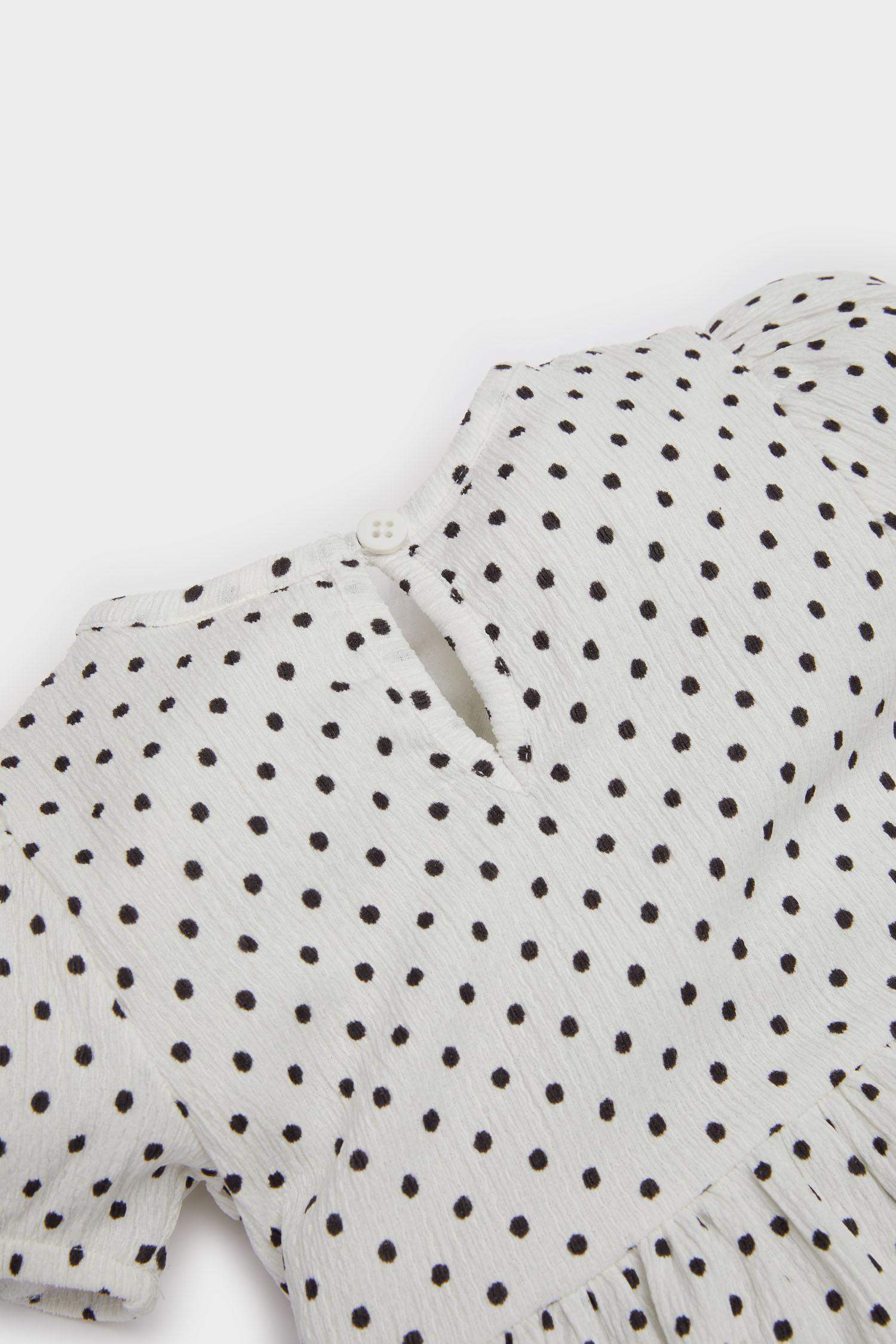 Kız Bebek Puantiyeli Kısa Kollu Yazlık Elbise