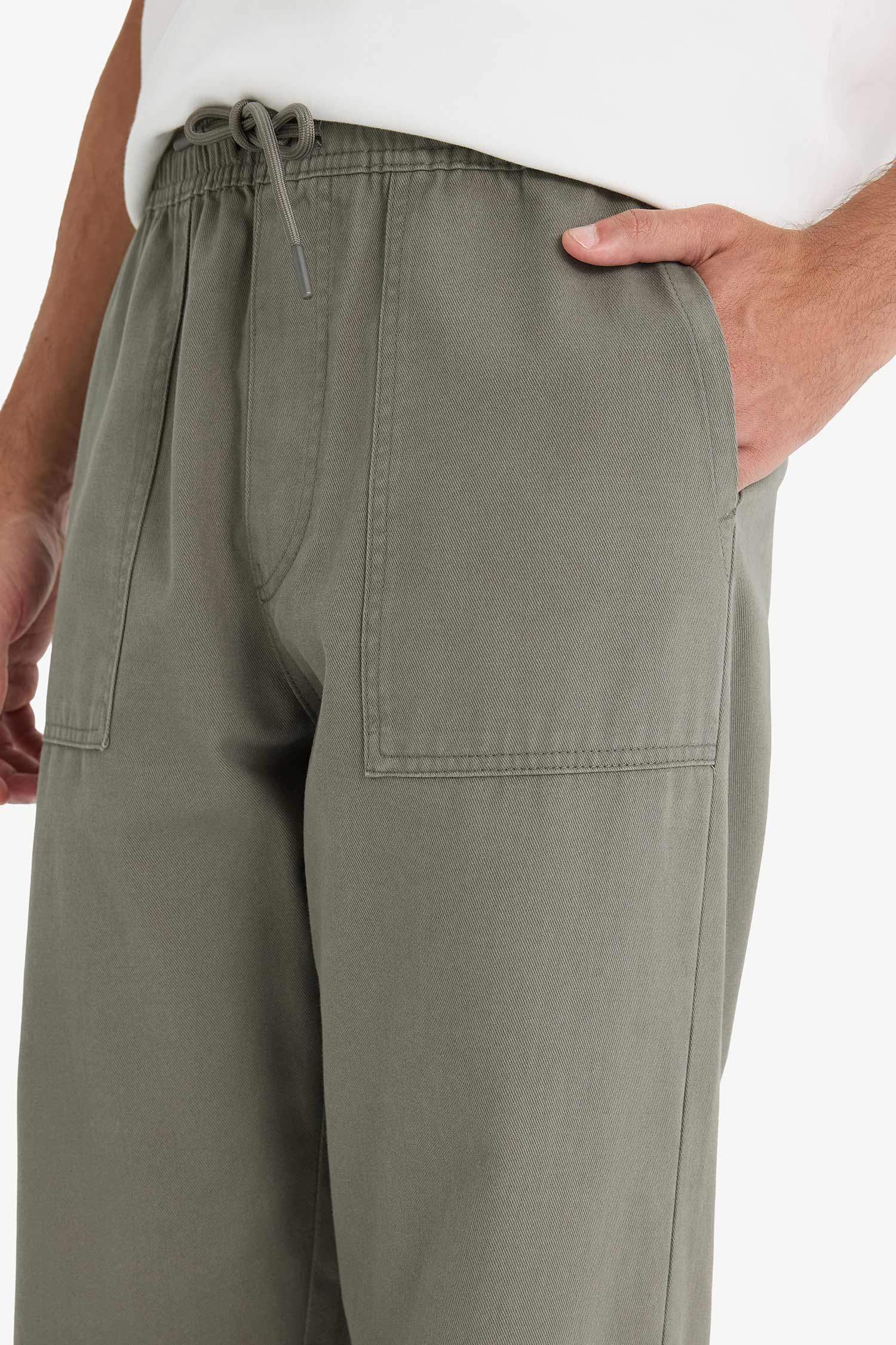 بنطلون جبردين وايد ليج برجل عادية بجيب