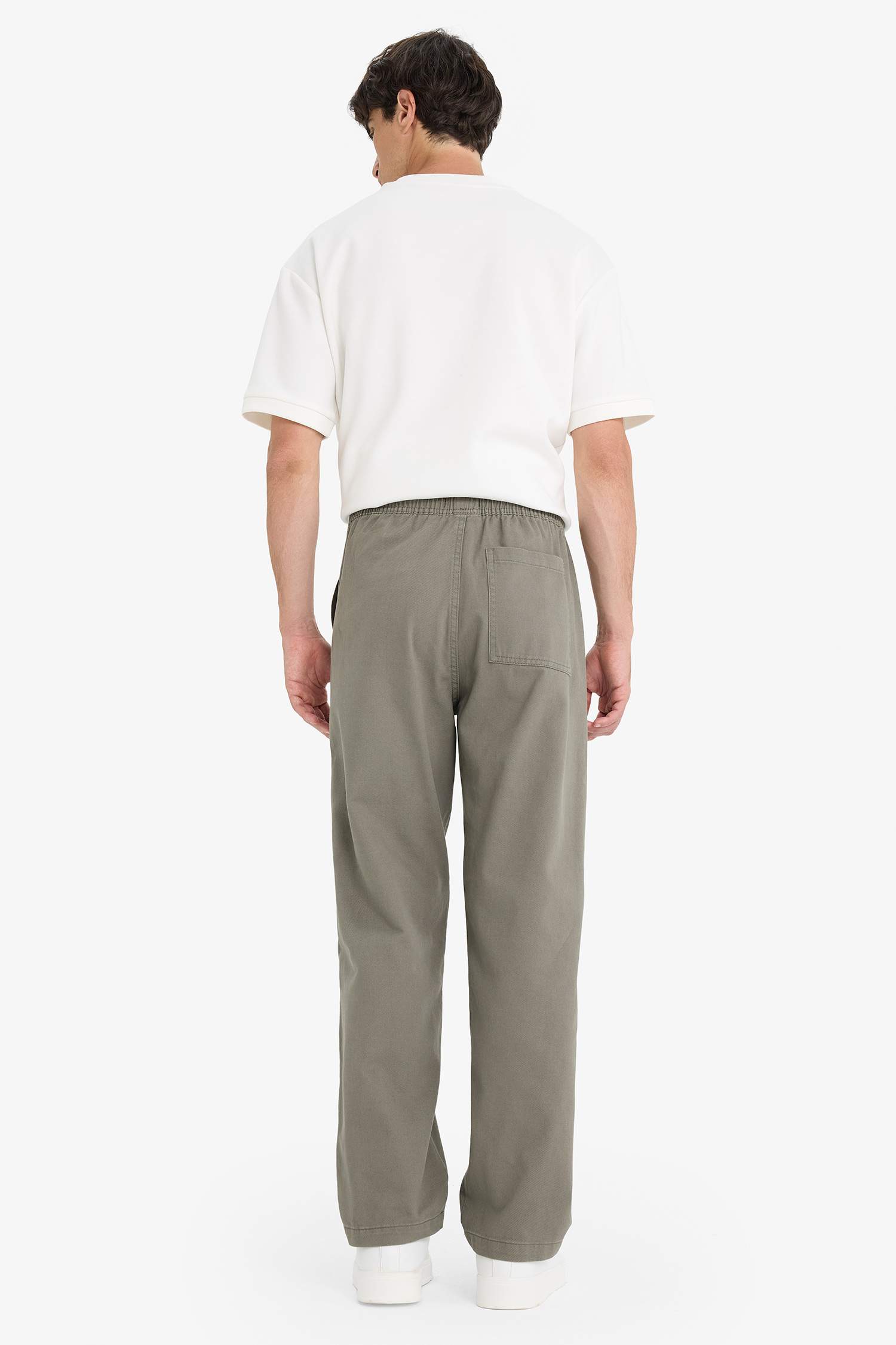 بنطلون جبردين وايد ليج برجل عادية بجيب