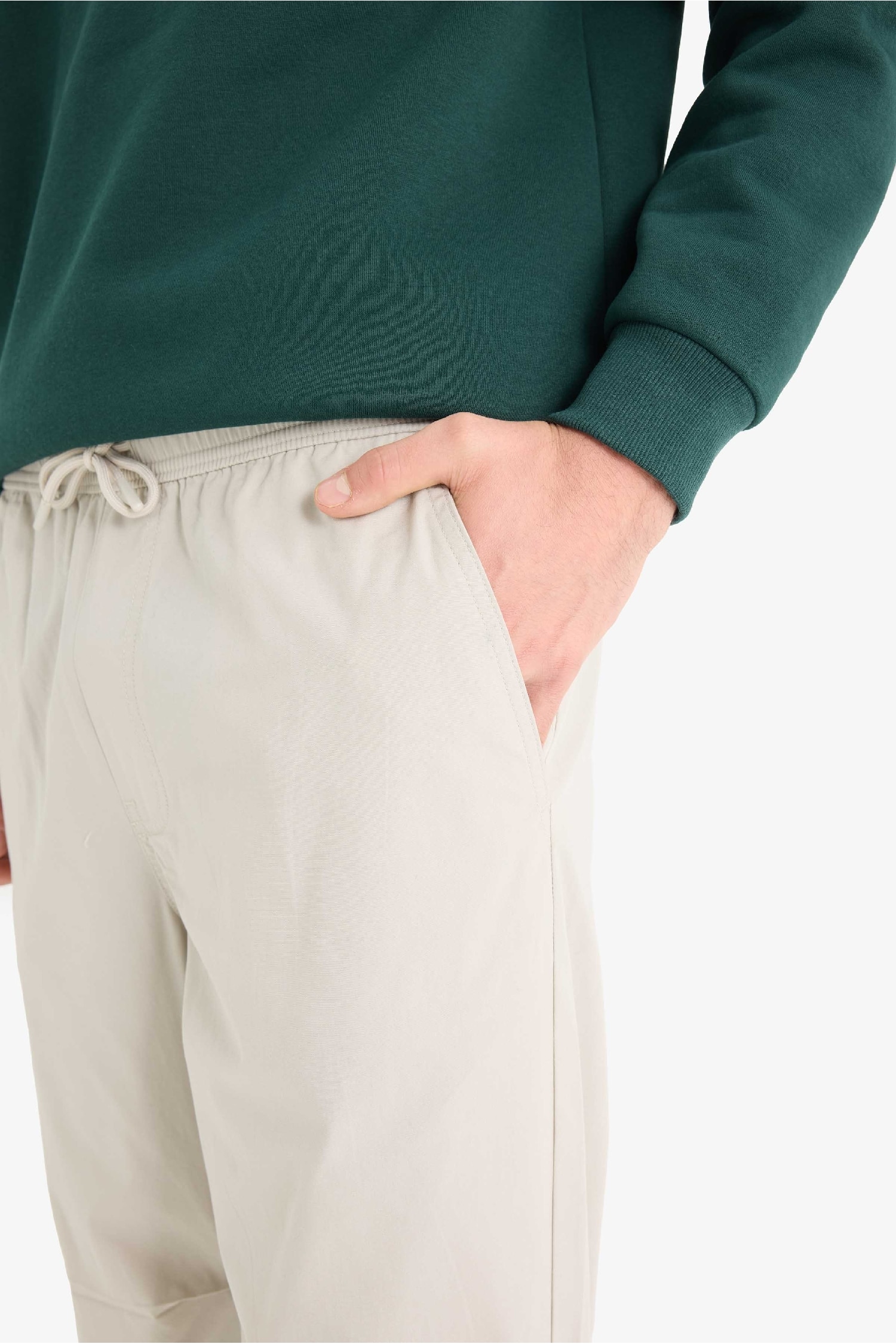 %100 Pamuk Wide Leg Beli Bağcıklı Lastikli Paraşüt Jogger Pantolon