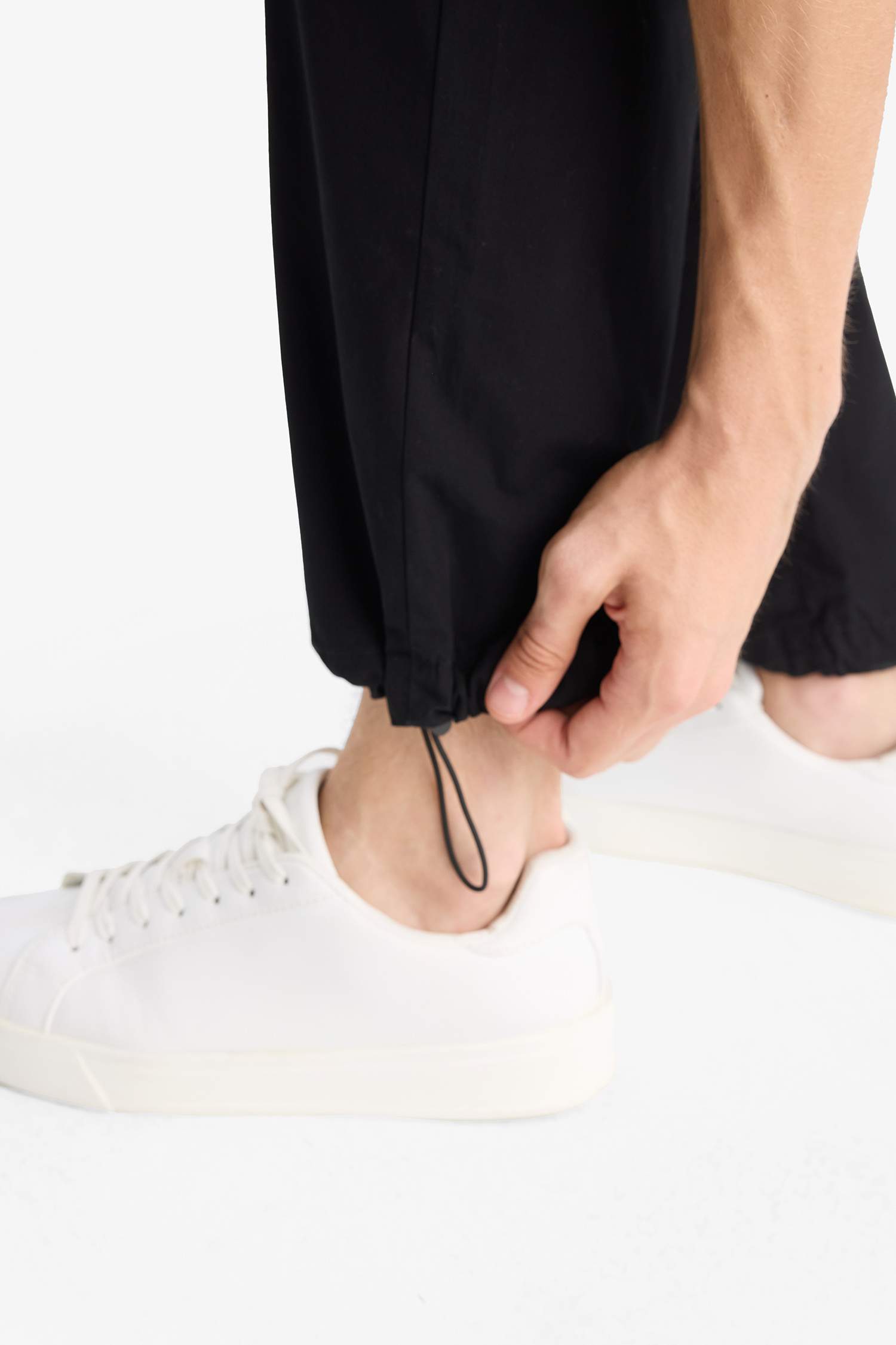 %100 Pamuk Wide Leg Beli Bağcıklı Lastikli Paraşüt Jogger Pantolon