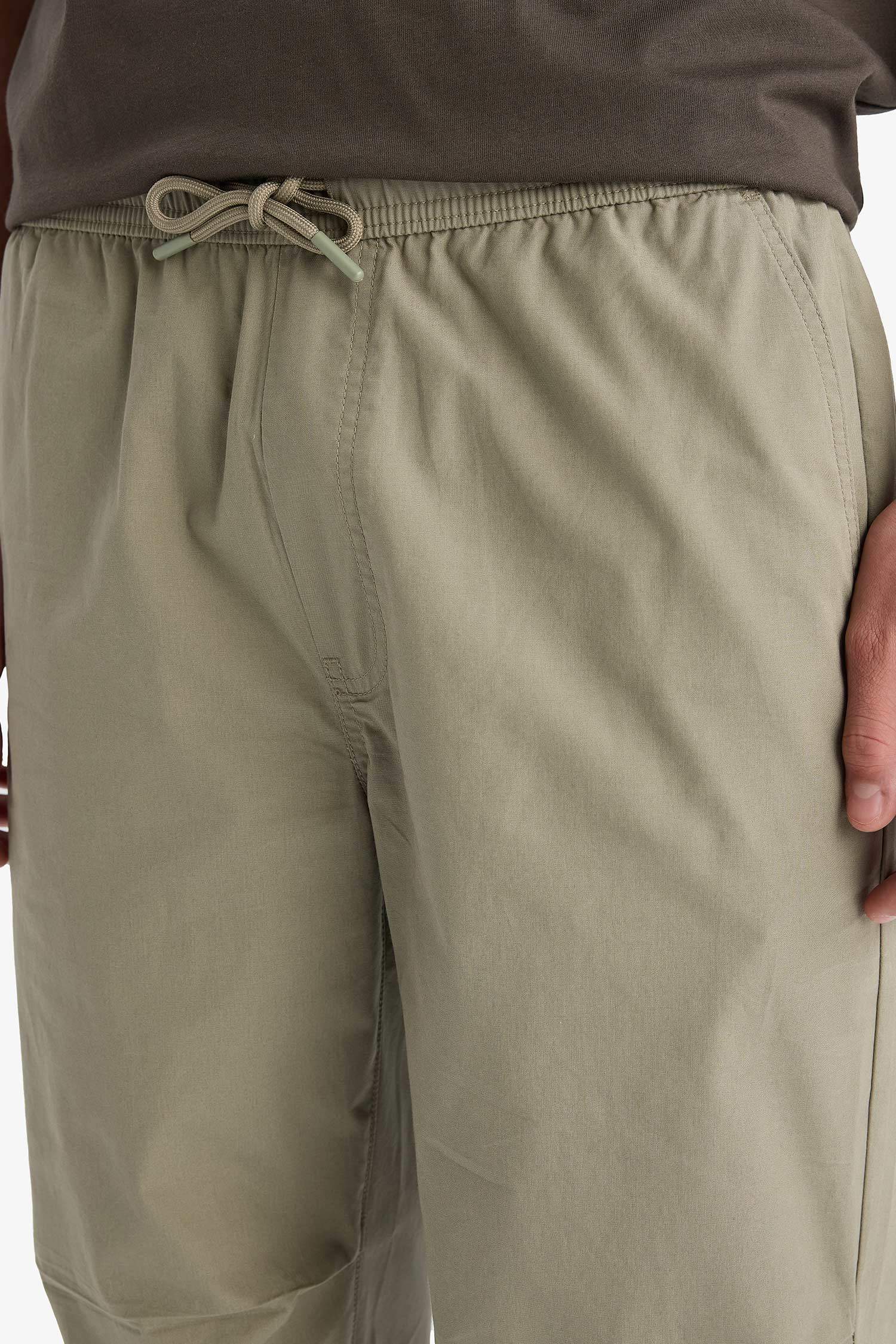 %100 Pamuk Wide Leg Beli Bağcıklı Lastikli Paraşüt Jogger Pantolon