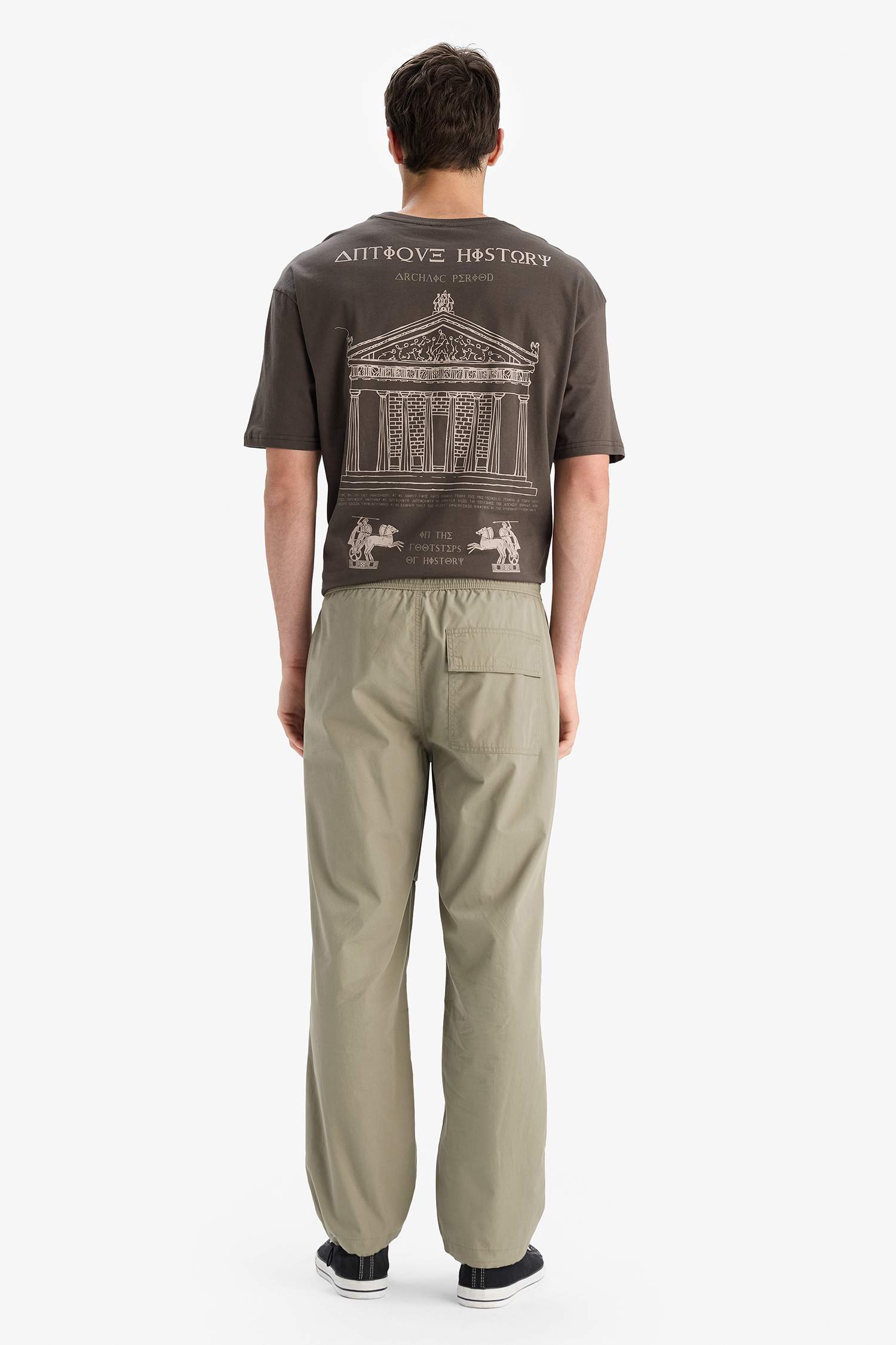 %100 Pamuk Wide Leg Beli Bağcıklı Lastikli Paraşüt Jogger Pantolon