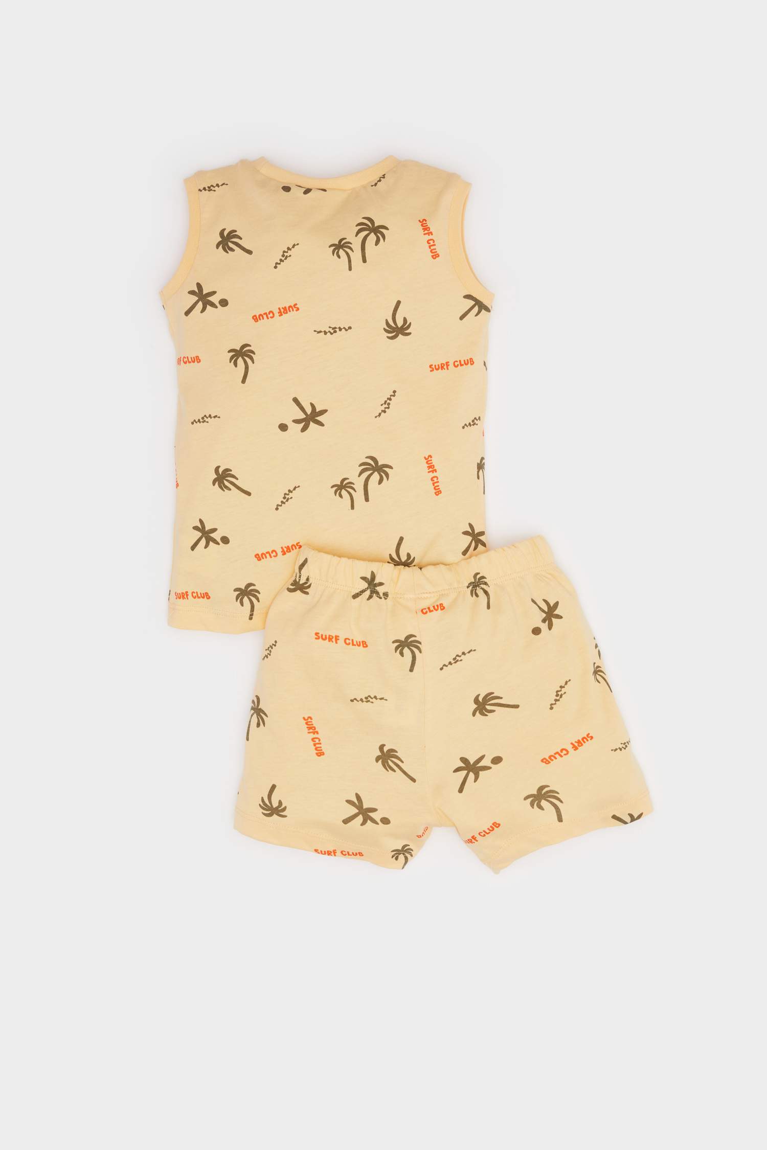 Erkek Bebek 2'li Takım Palmiye Desenli Atlet Beli Lastikli Şort