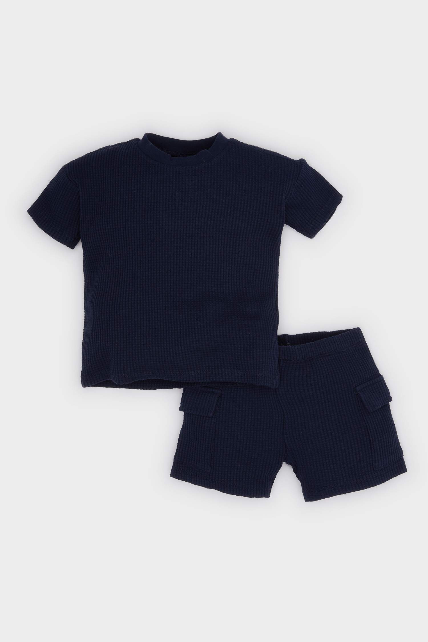 Baby Boy Waffle T-Shirt Elastic Waist Shorts 2 Piece Set