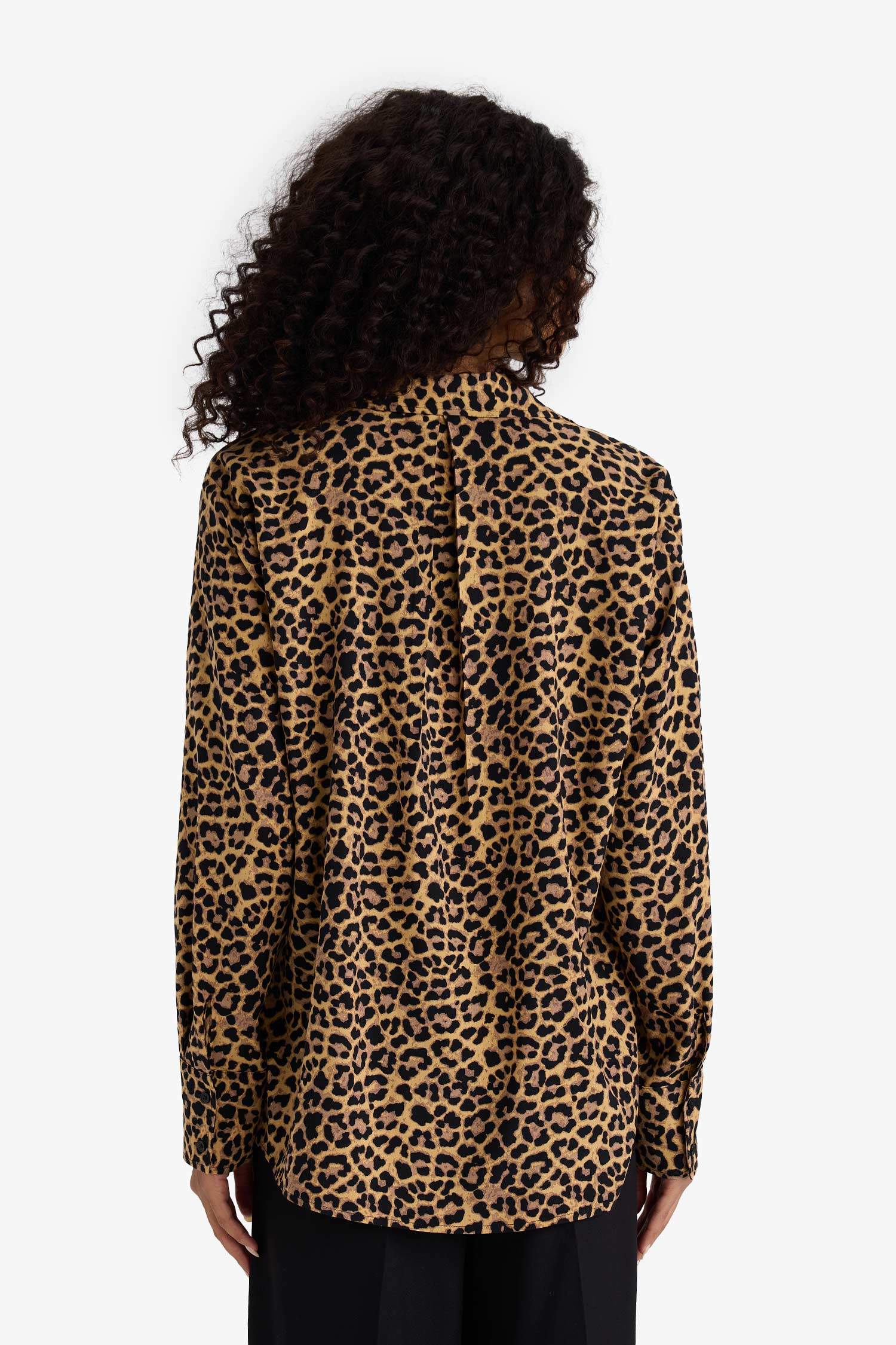 تونيكة كم طويل مطبوعة اوفر سايز بياقة قميص