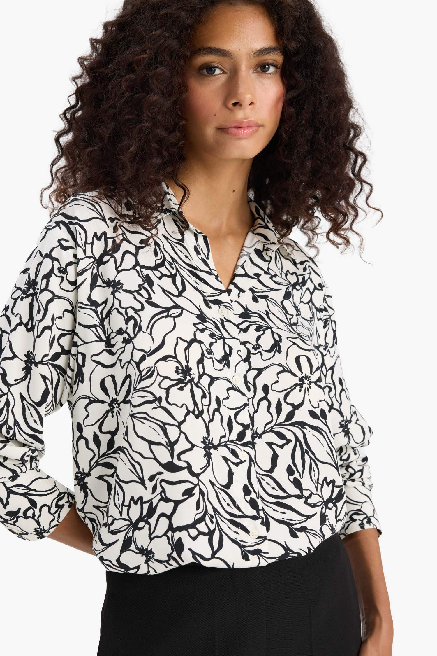 Chemise oversize imprimée à manches longues