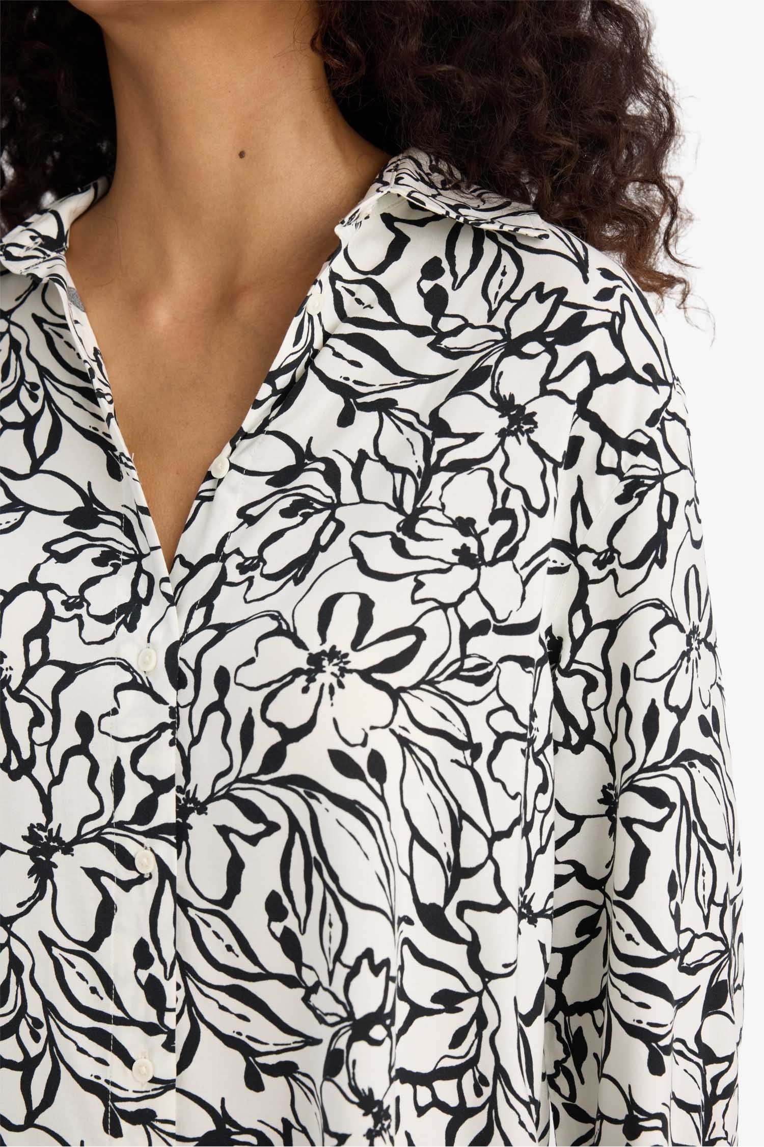 Chemise oversize imprimée à manches longues