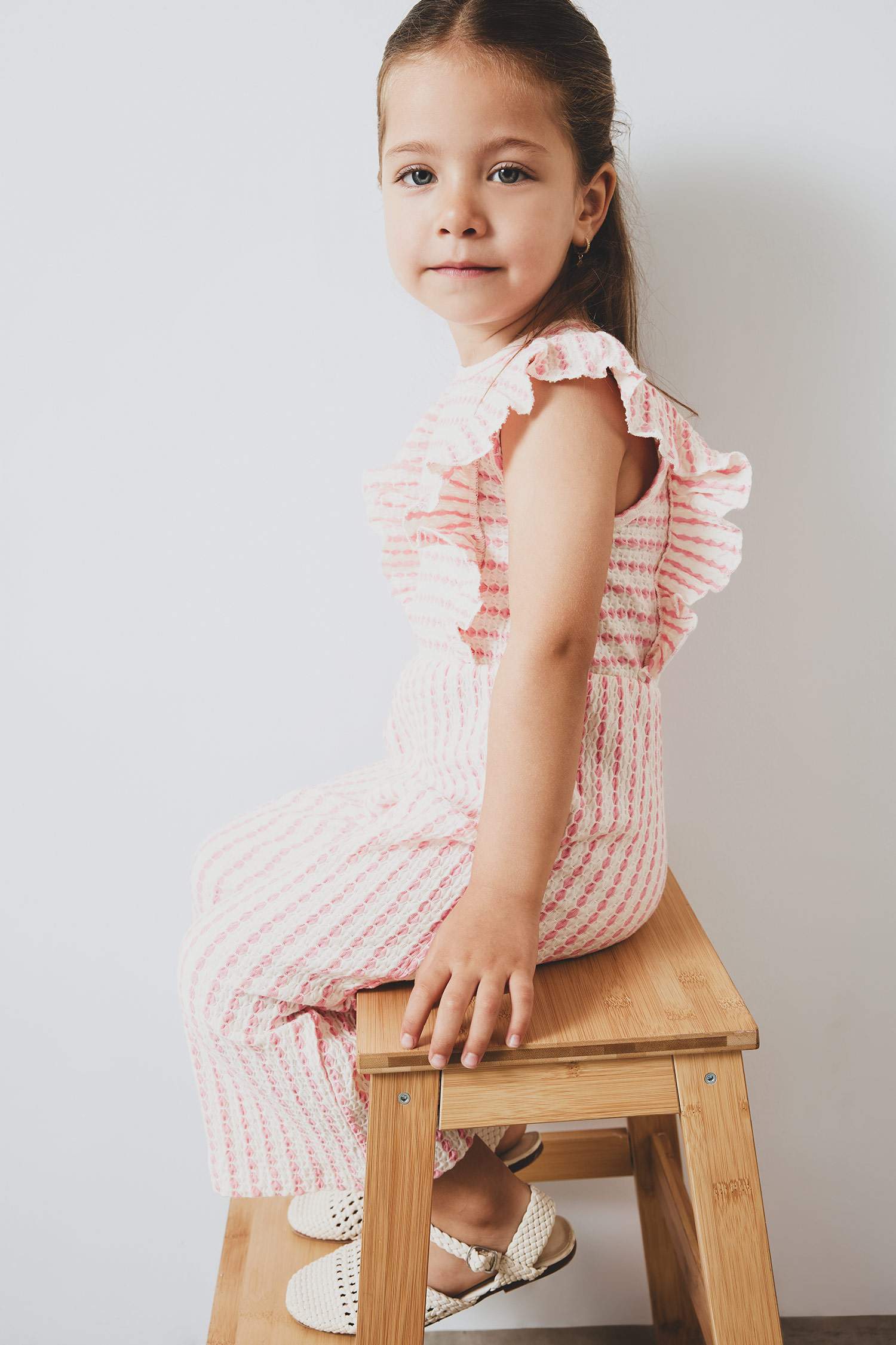 Kız Bebek Çizgili Kolsuz Tulum