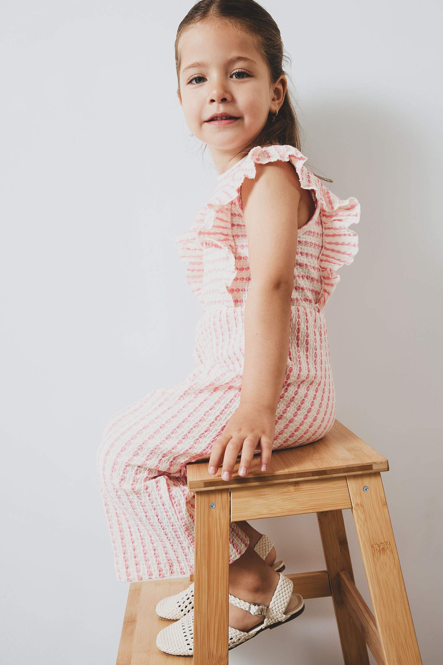 Kız Bebek Çizgili Kolsuz Tulum