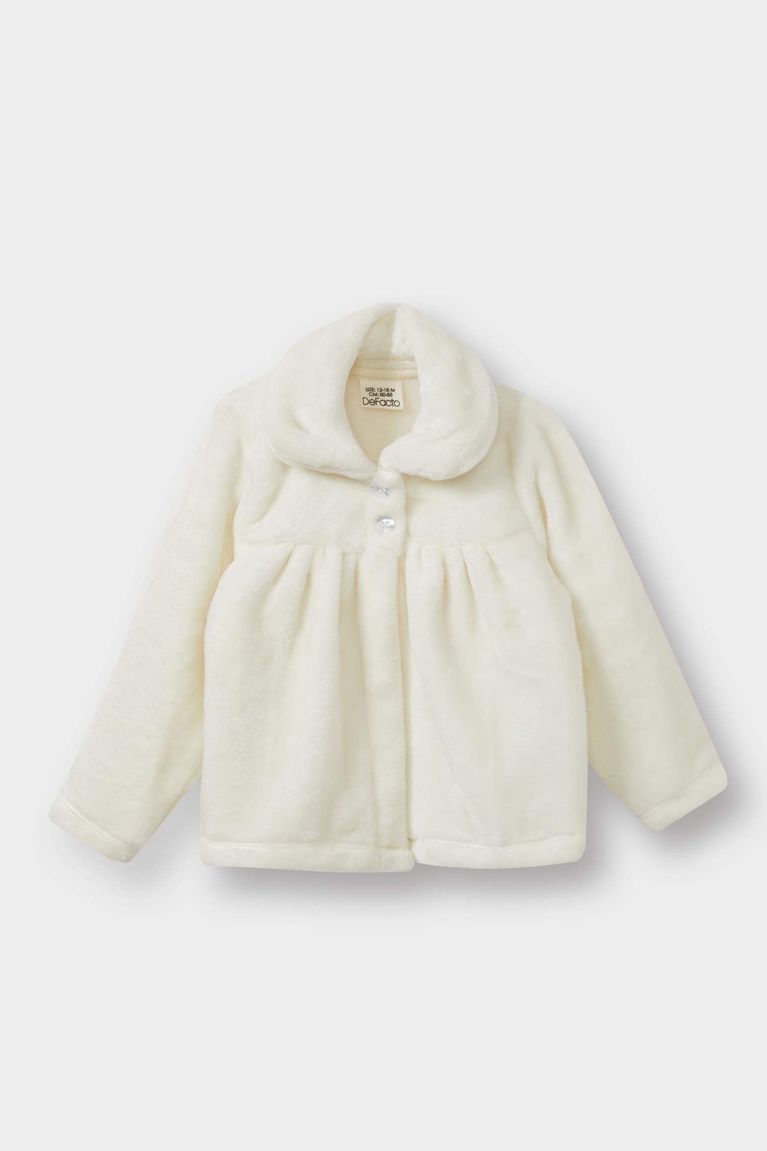 Kız Bebek Bebe Yaka Düğmeli Pelüş Hırka