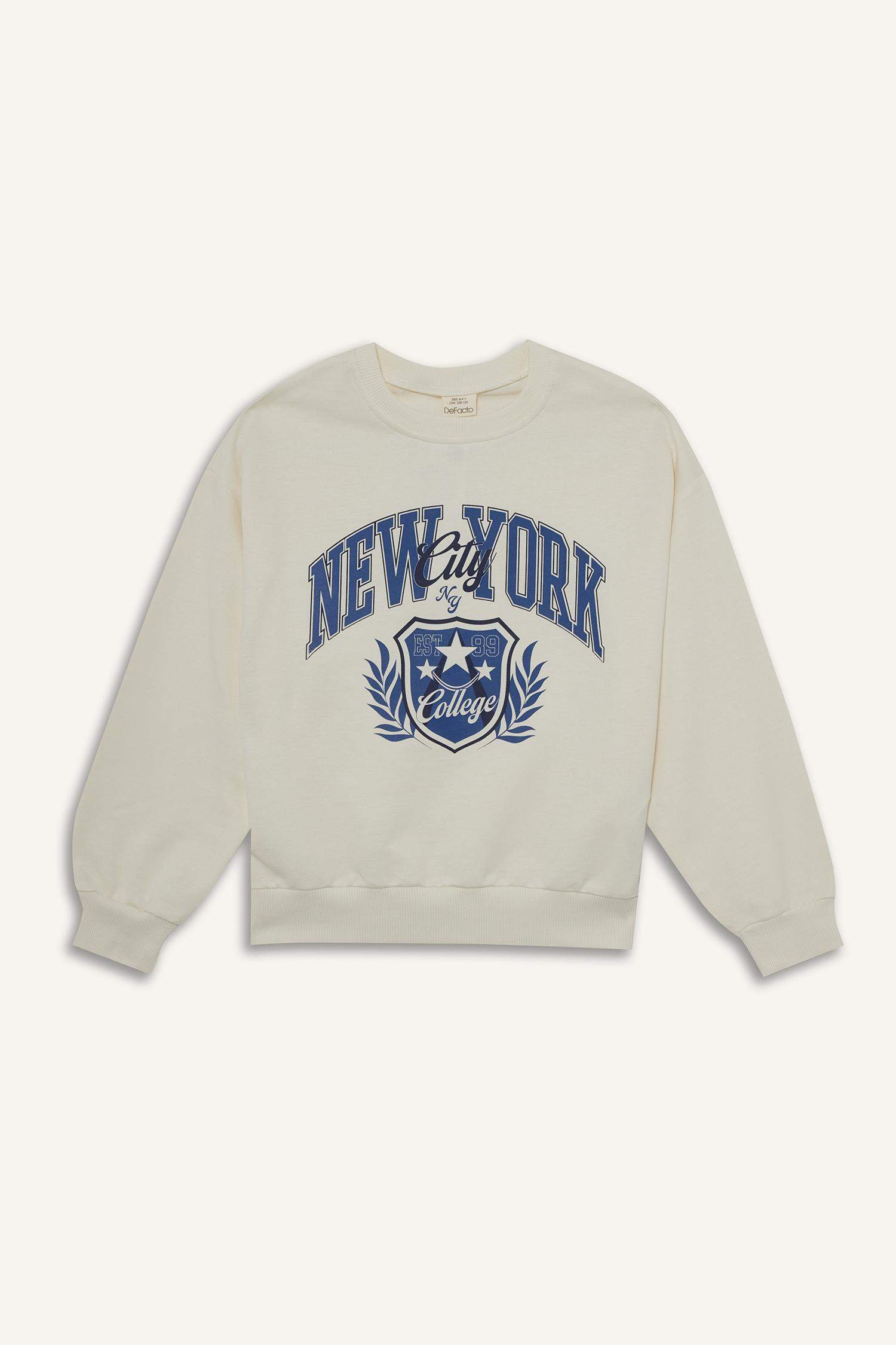 Girl Relax Fit Crew Neck Printed Sweatshirt