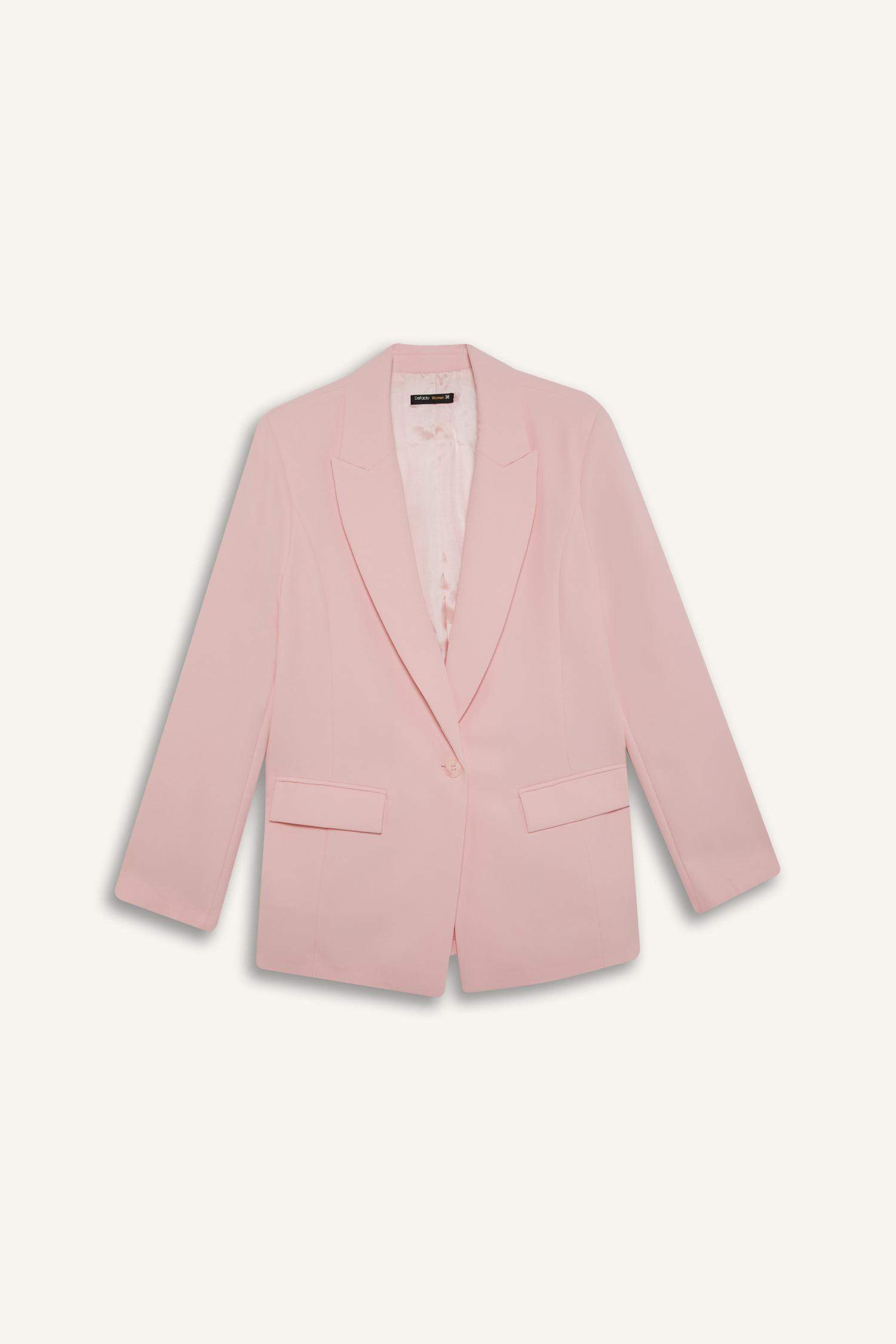 Afra x DeFacto Oversize Geniş Kalıp Krep Blazer Ceket