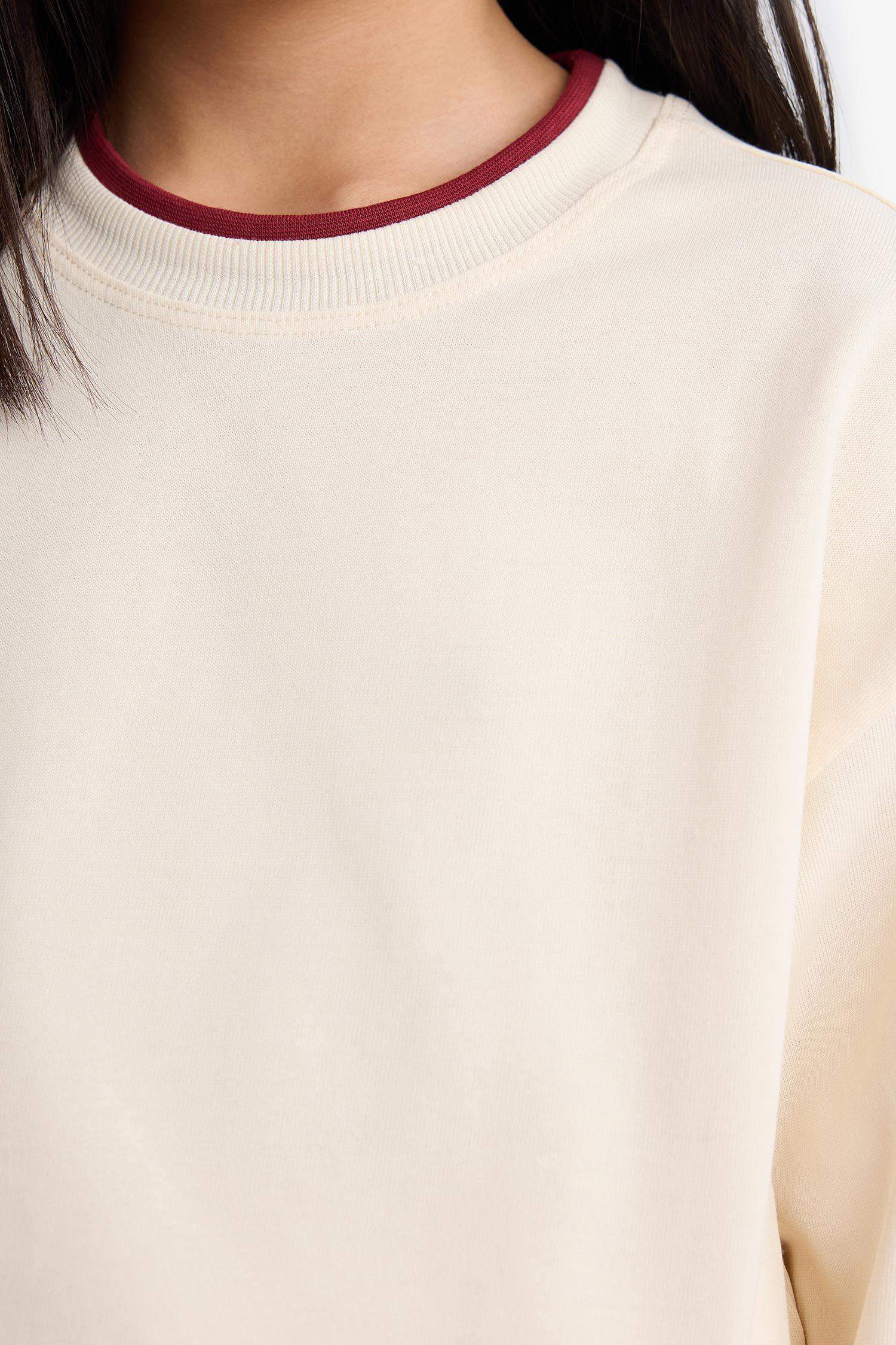 Қыздарға дөңгелек жаға ұзын жеңді Ұзын жеңді футболка