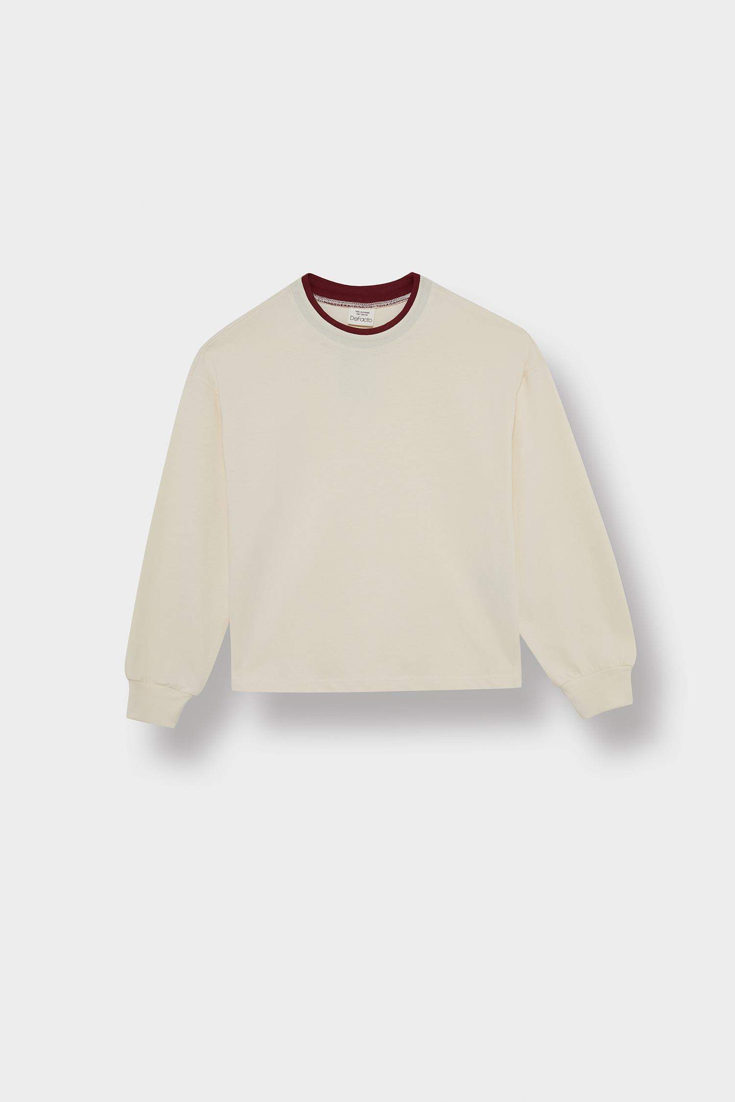 Қыздарға дөңгелек жаға ұзын жеңді Ұзын жеңді футболка